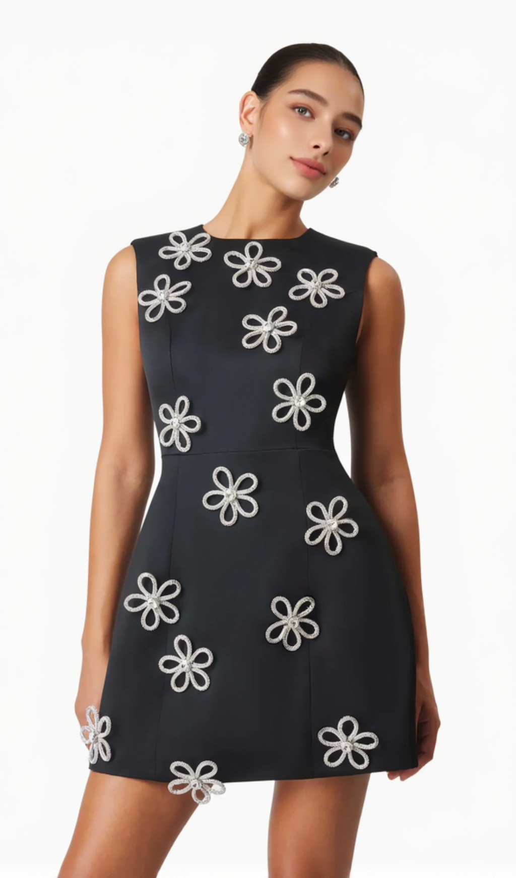 Maiara Diamante Mini Dress In Black