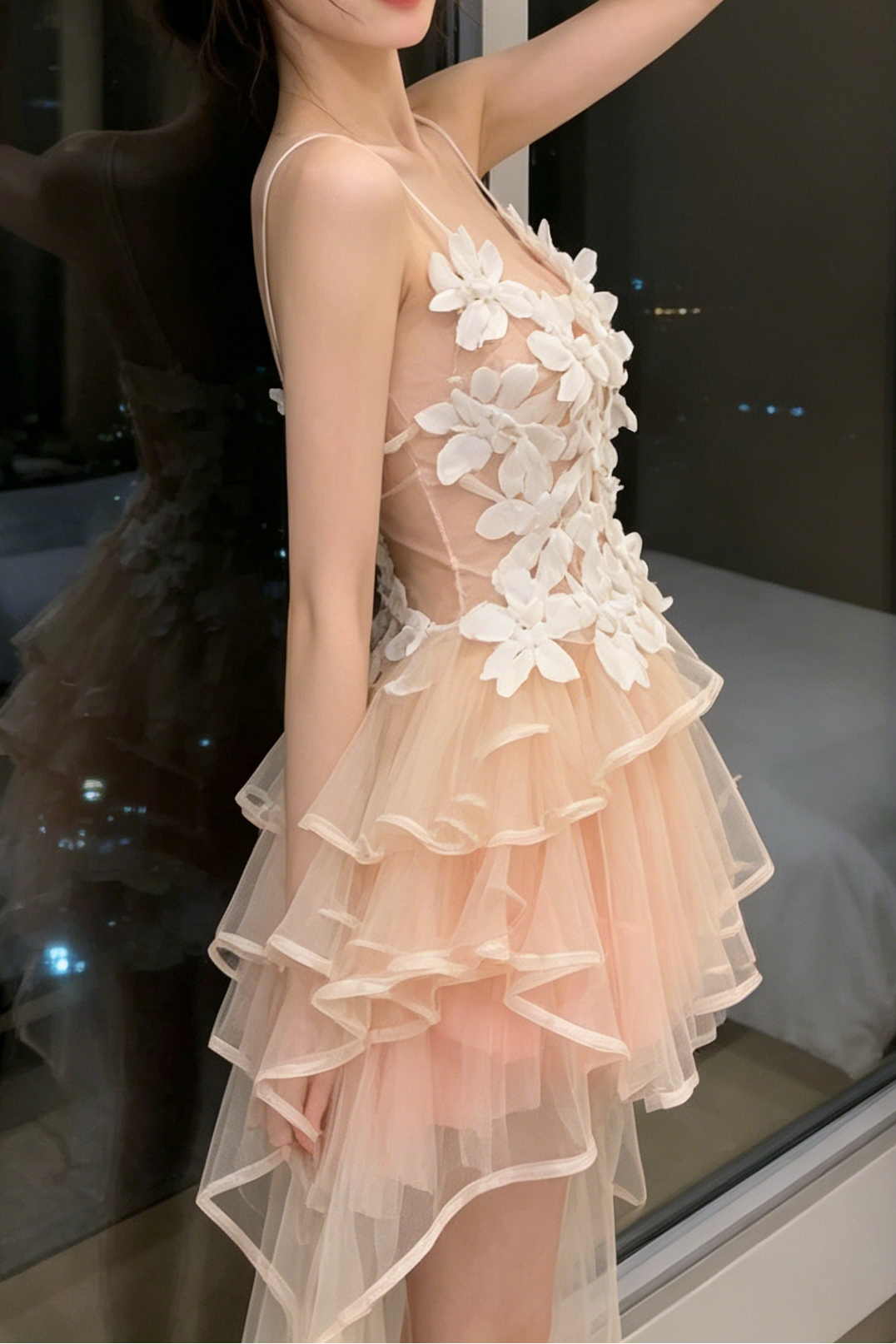 3D Floral Corset & Tulle Skirt Two-Piece Set