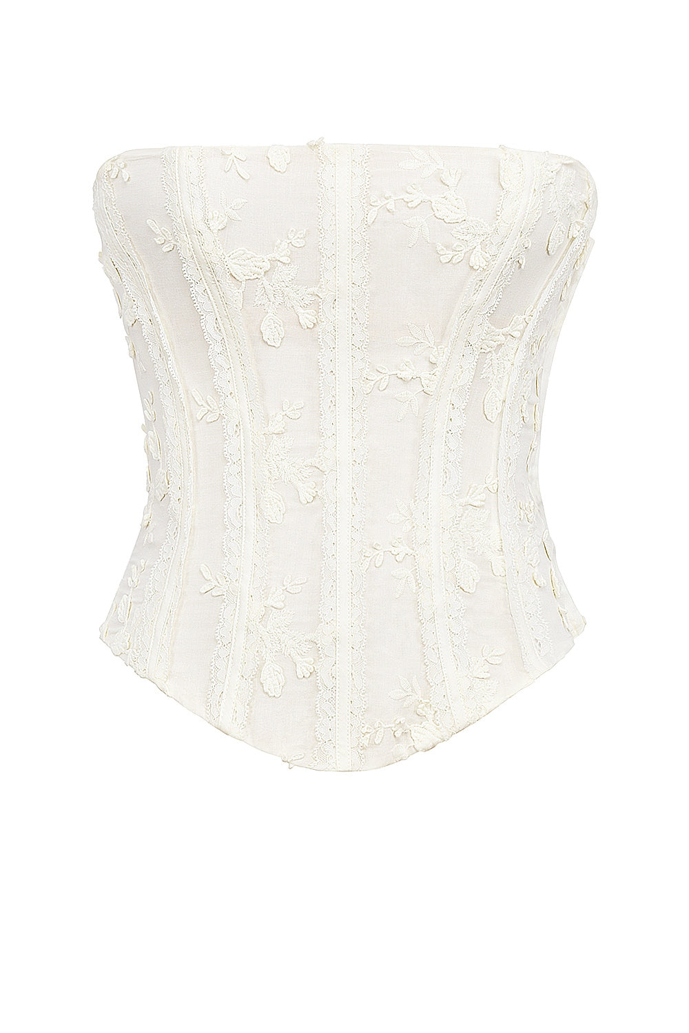vintage ivory embroidered strapless corset skirt suit
