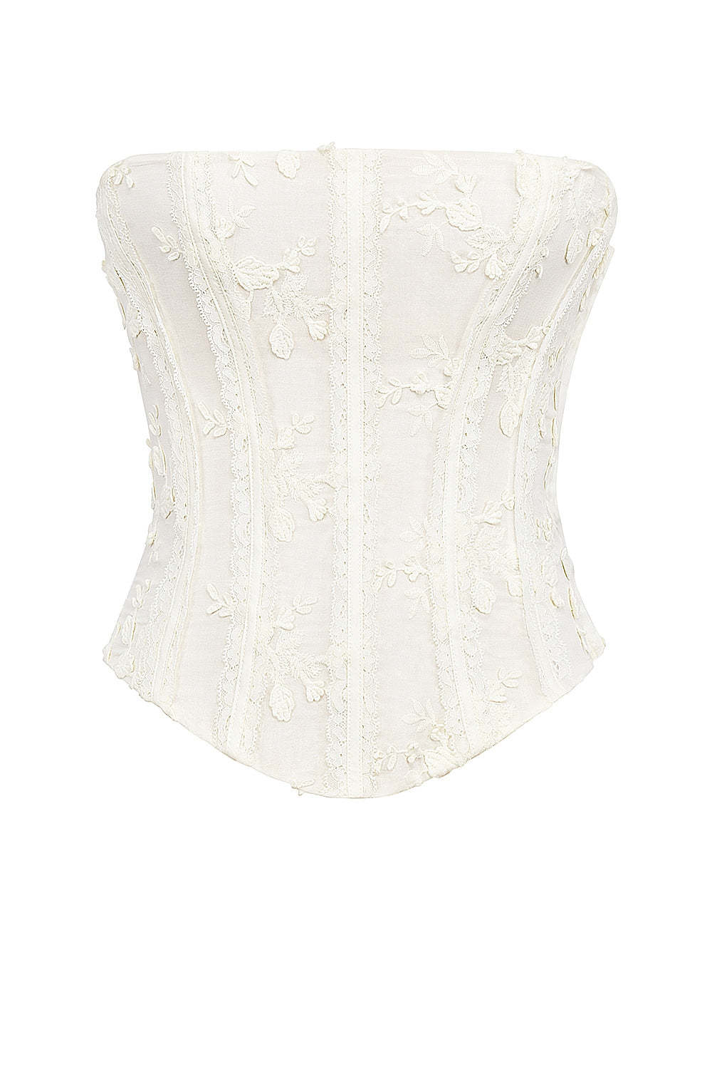 vintage ivory embroidered strapless corset skirt suit
