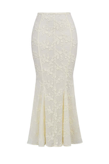 vintage ivory embroidered strapless corset skirt suit