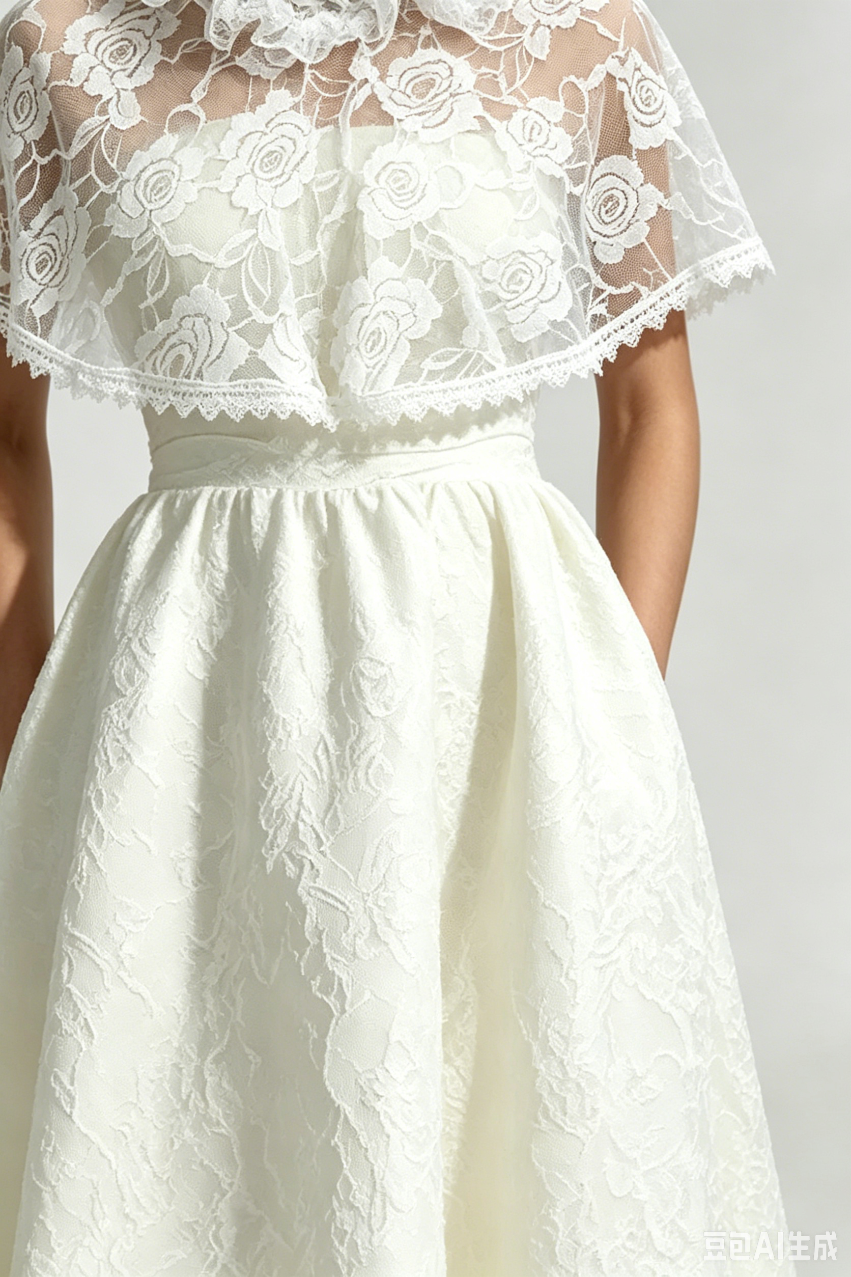 Elegant Cape Saoirse Midi Dress - Ivory