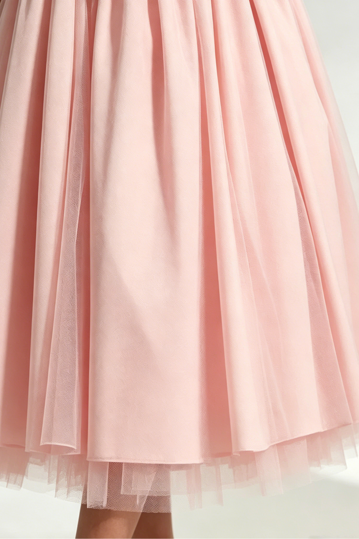 Lace Embroidery Cressida backless puffy Midi Dress - Blush