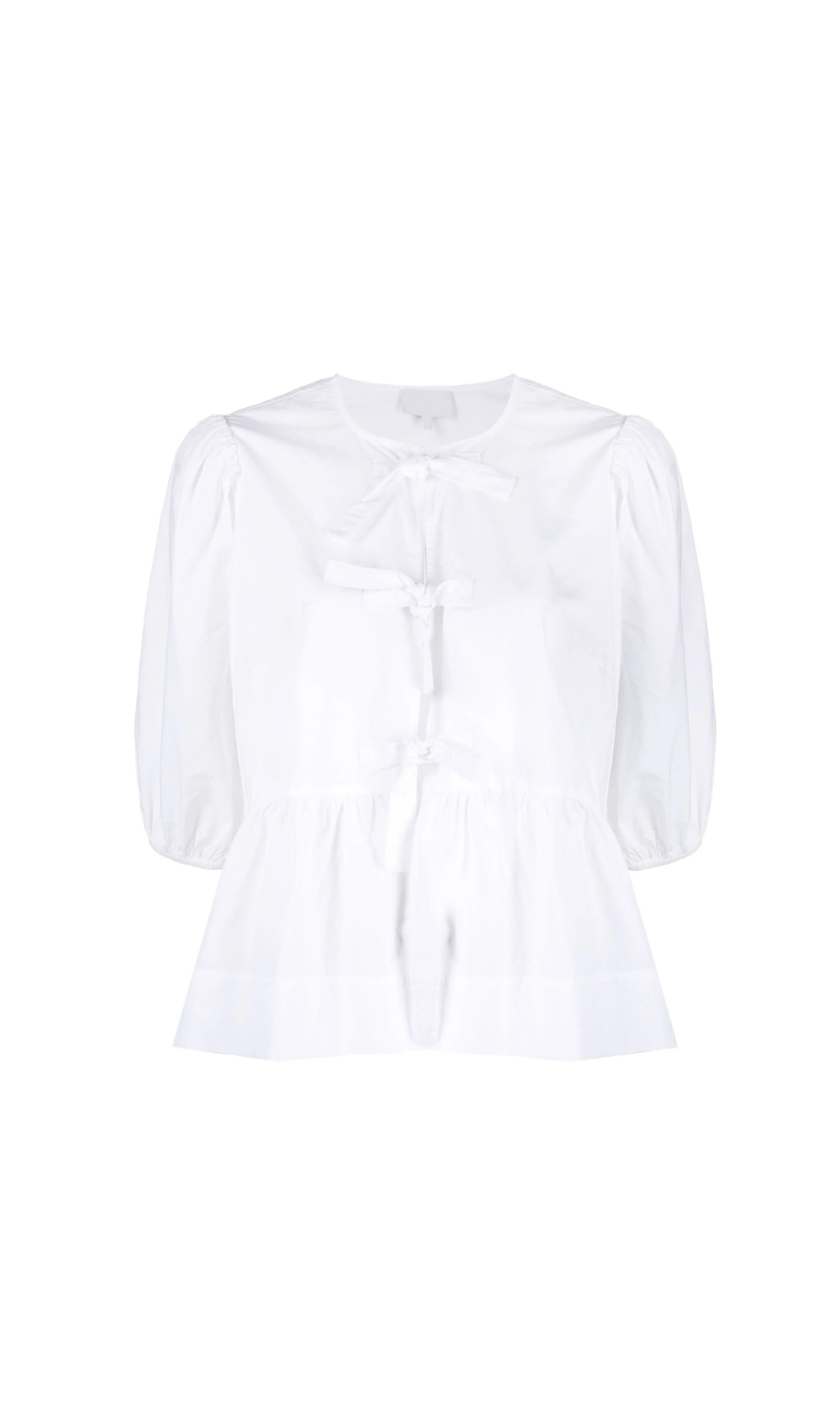 WHITE PUFF-SLEEVE ORGANIC-COTTON TOP-Ownci