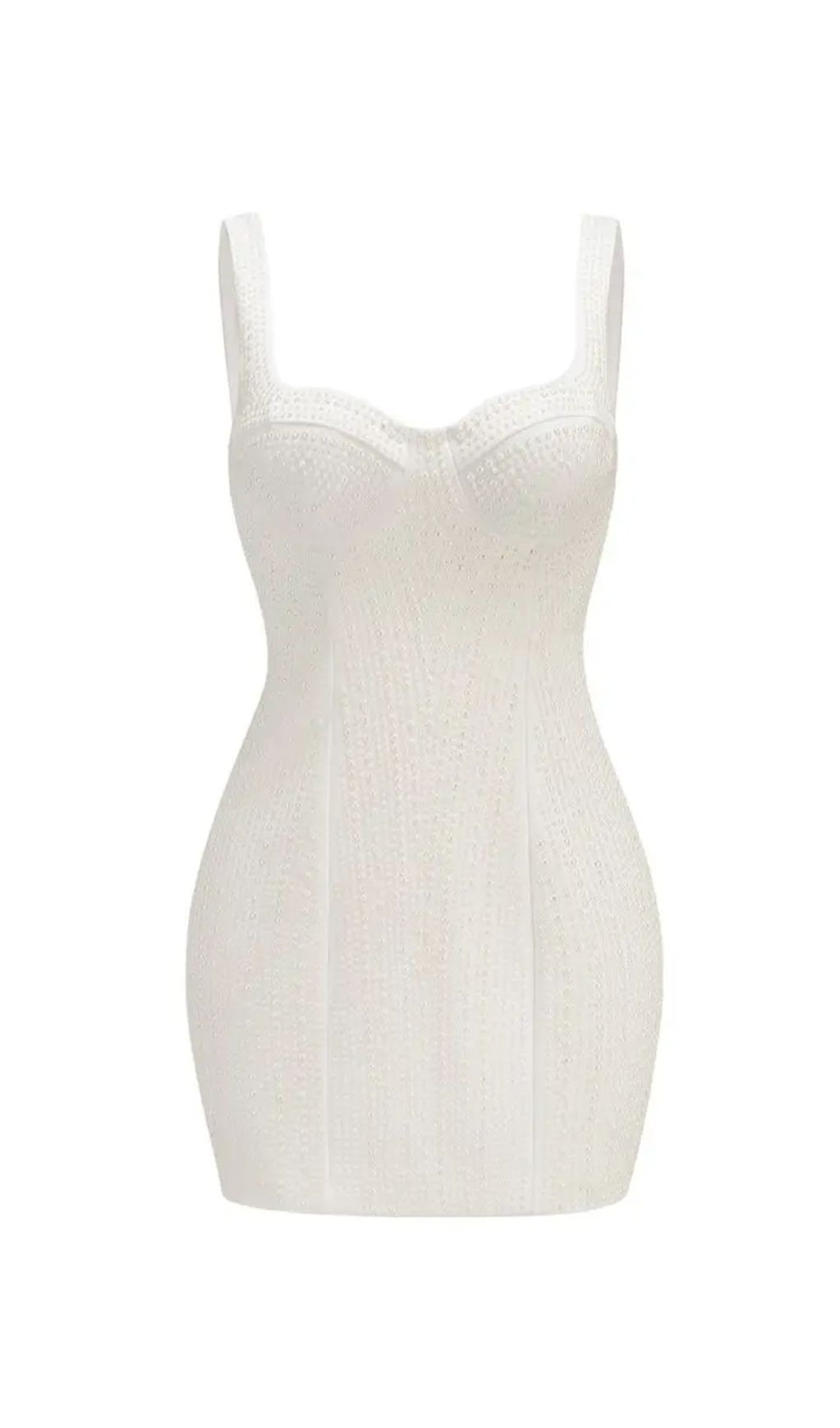 white studded bodycon dress PEARL STUDDED WHITE MINI BODYCON DRESS – Artofcb