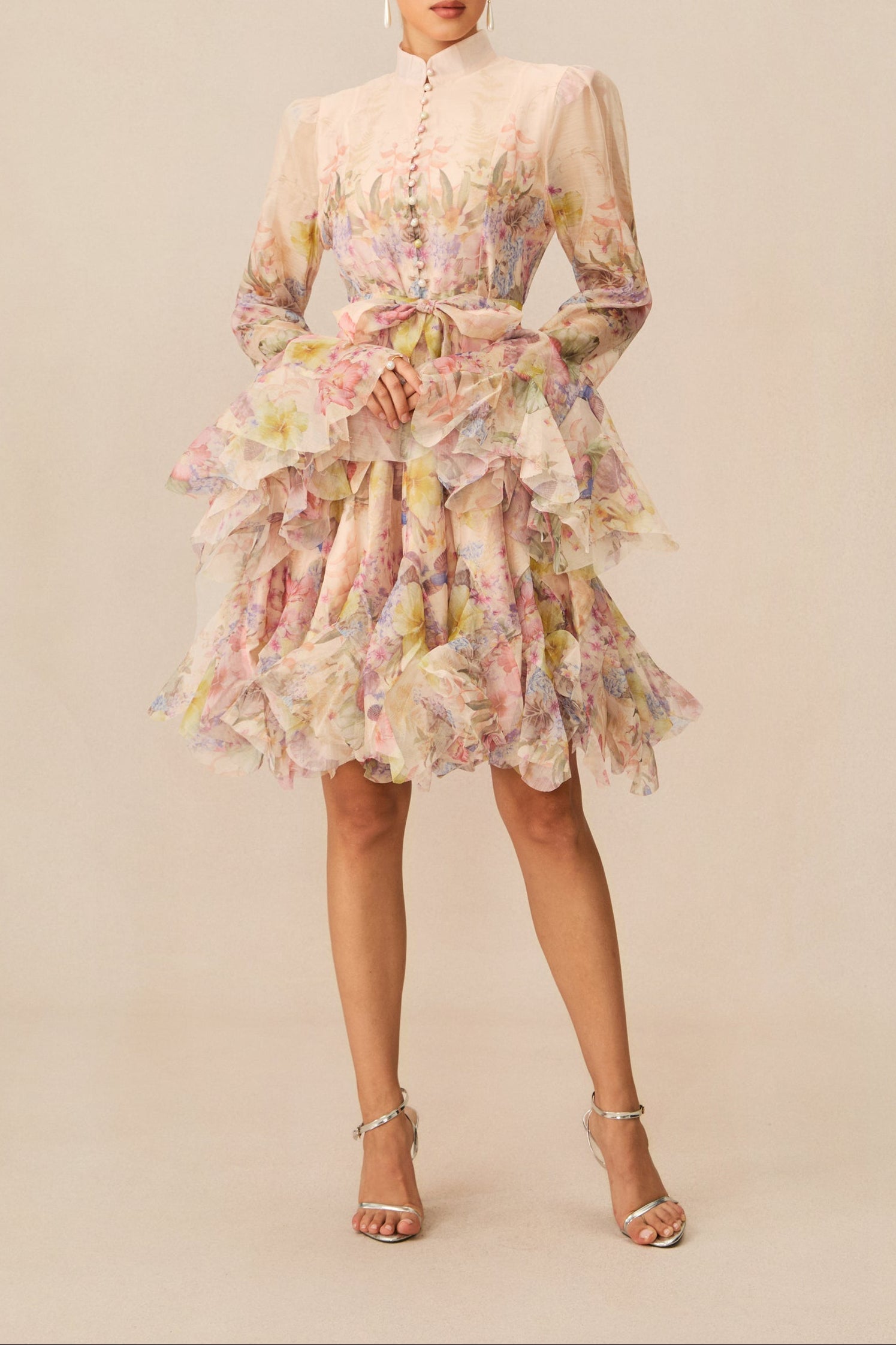 Lana Long Sleeve Chiffon Floral Mini Dress