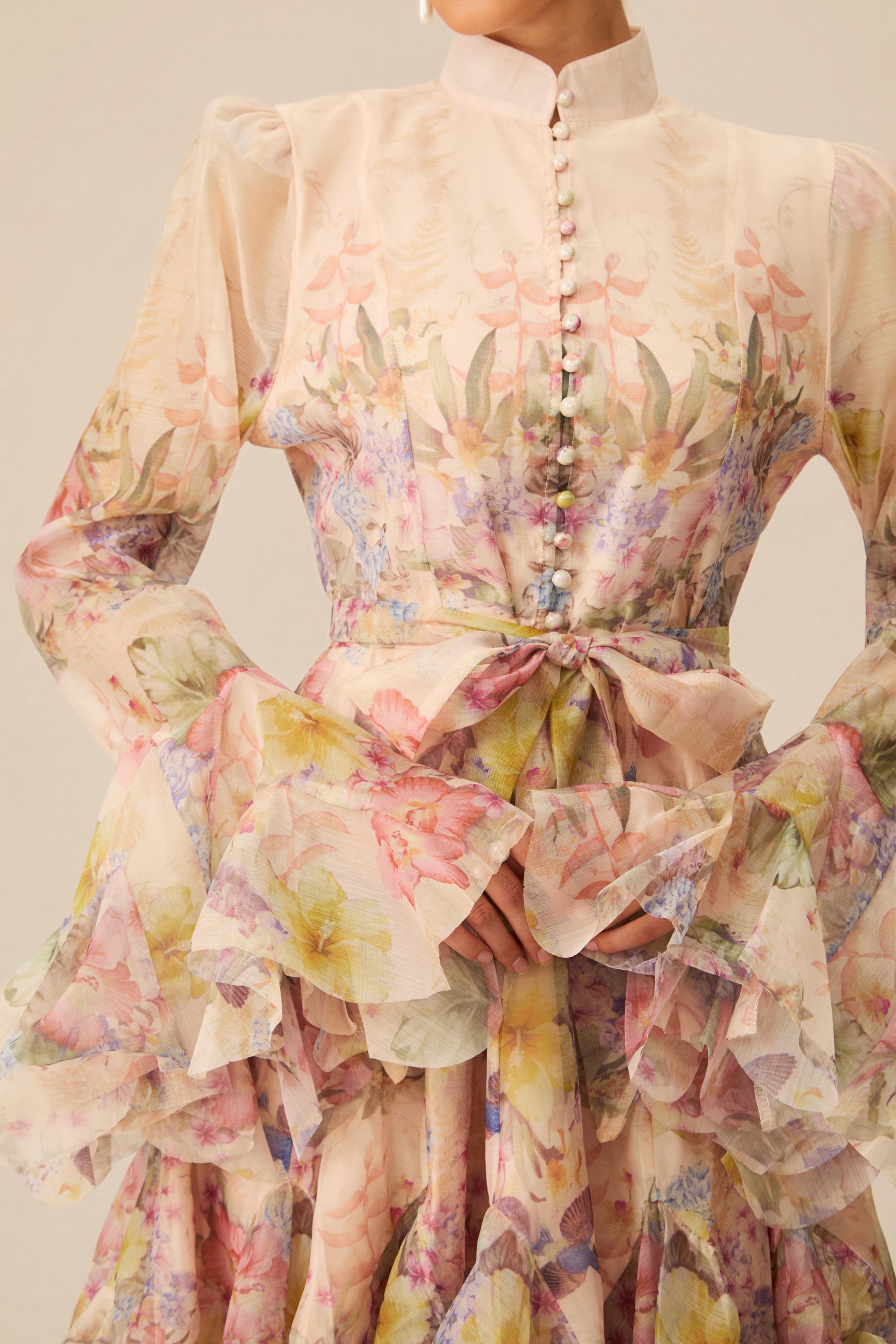 Lana Long Sleeve Chiffon Floral Mini Dress