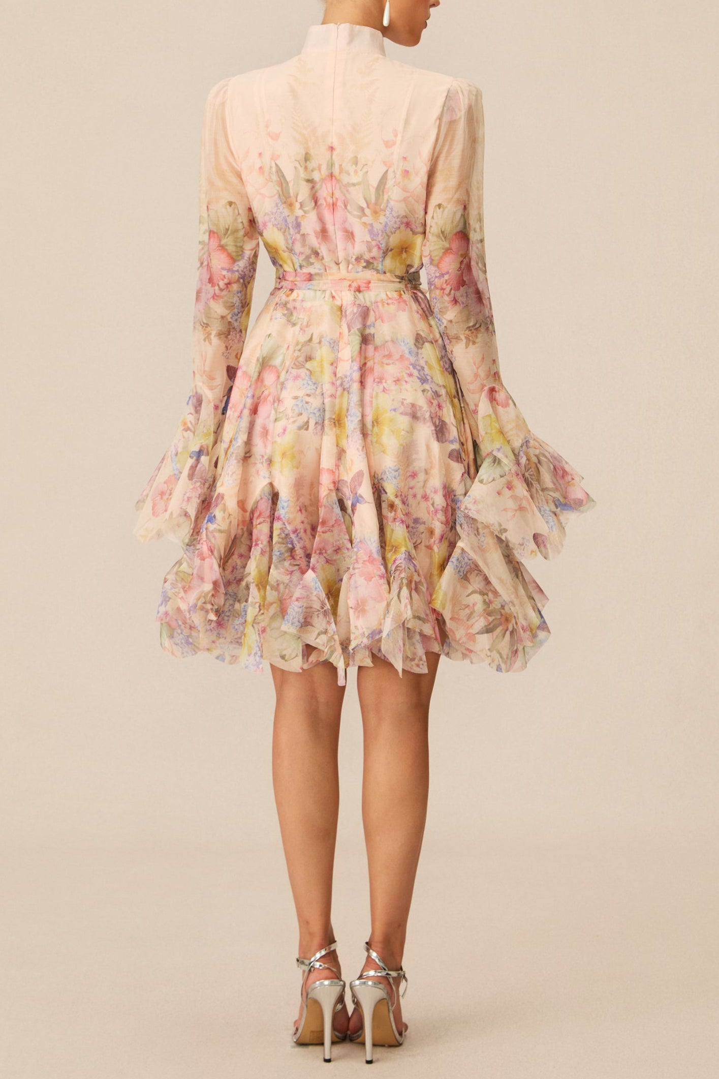 Lana Long Sleeve Chiffon Floral Mini Dress