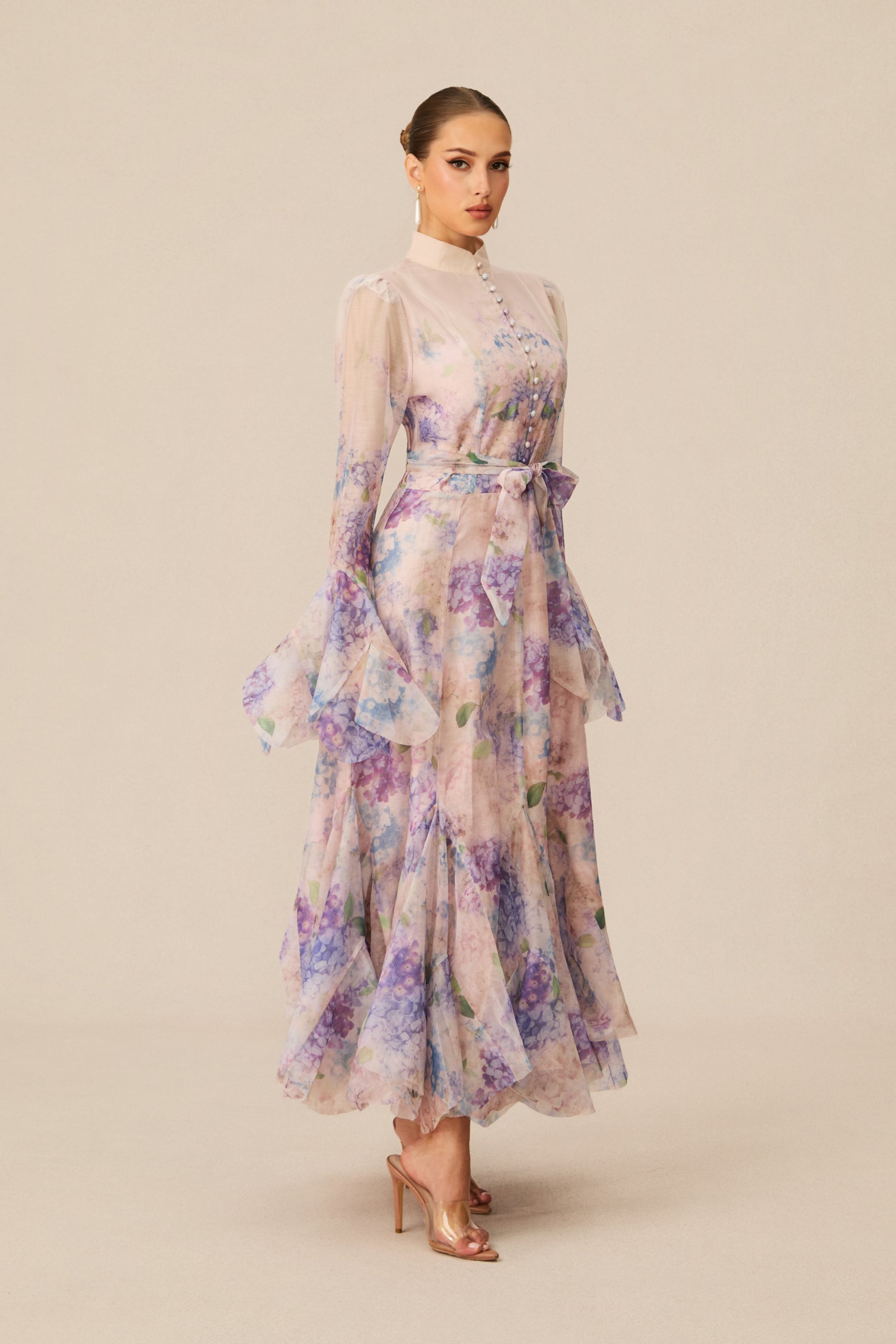 Alessia Long Sleeve Floral Mock Neck Maxi Dress