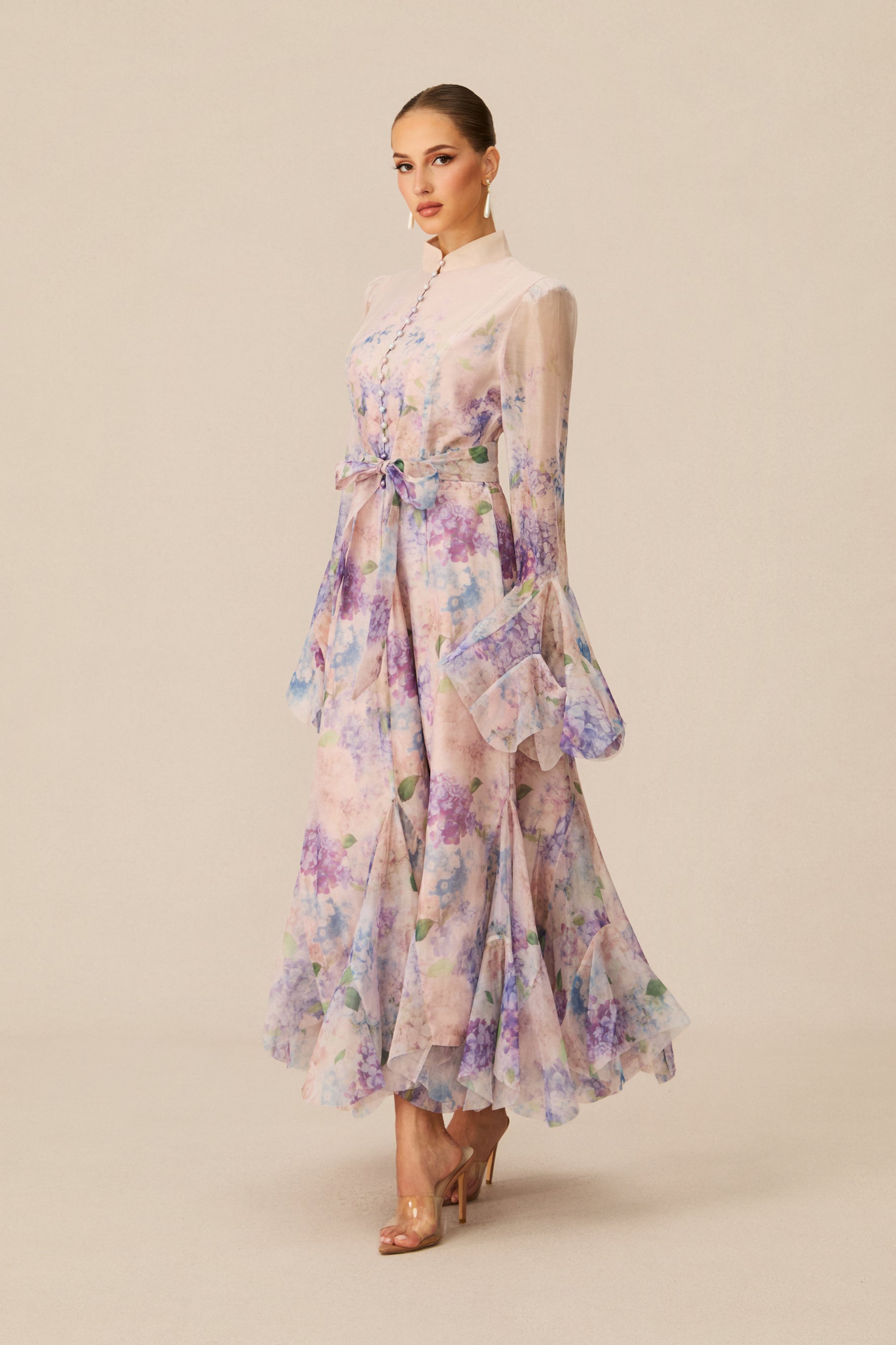 Alessia Long Sleeve Floral Mock Neck Maxi Dress