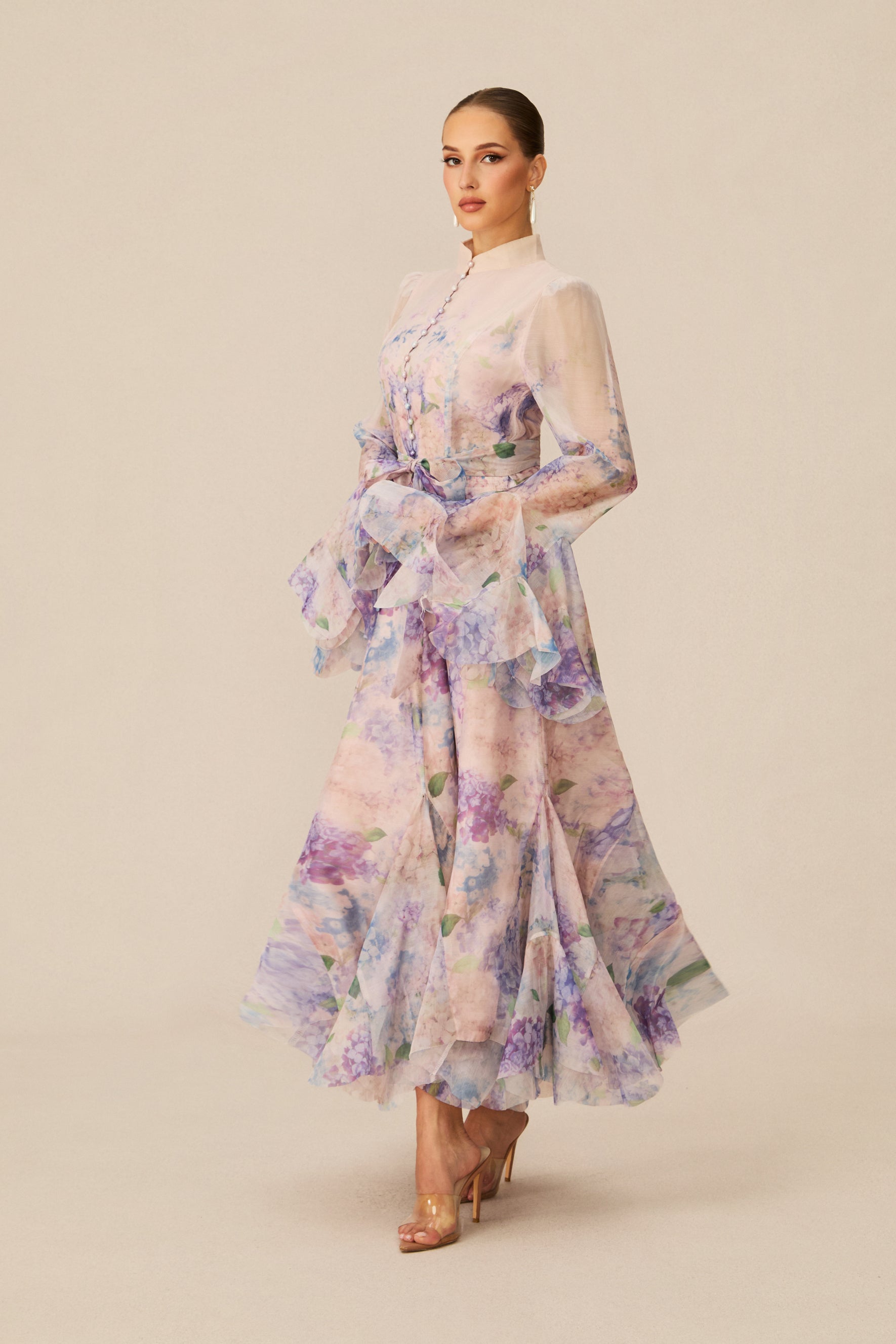 Alessia Long Sleeve Floral Mock Neck Maxi Dress