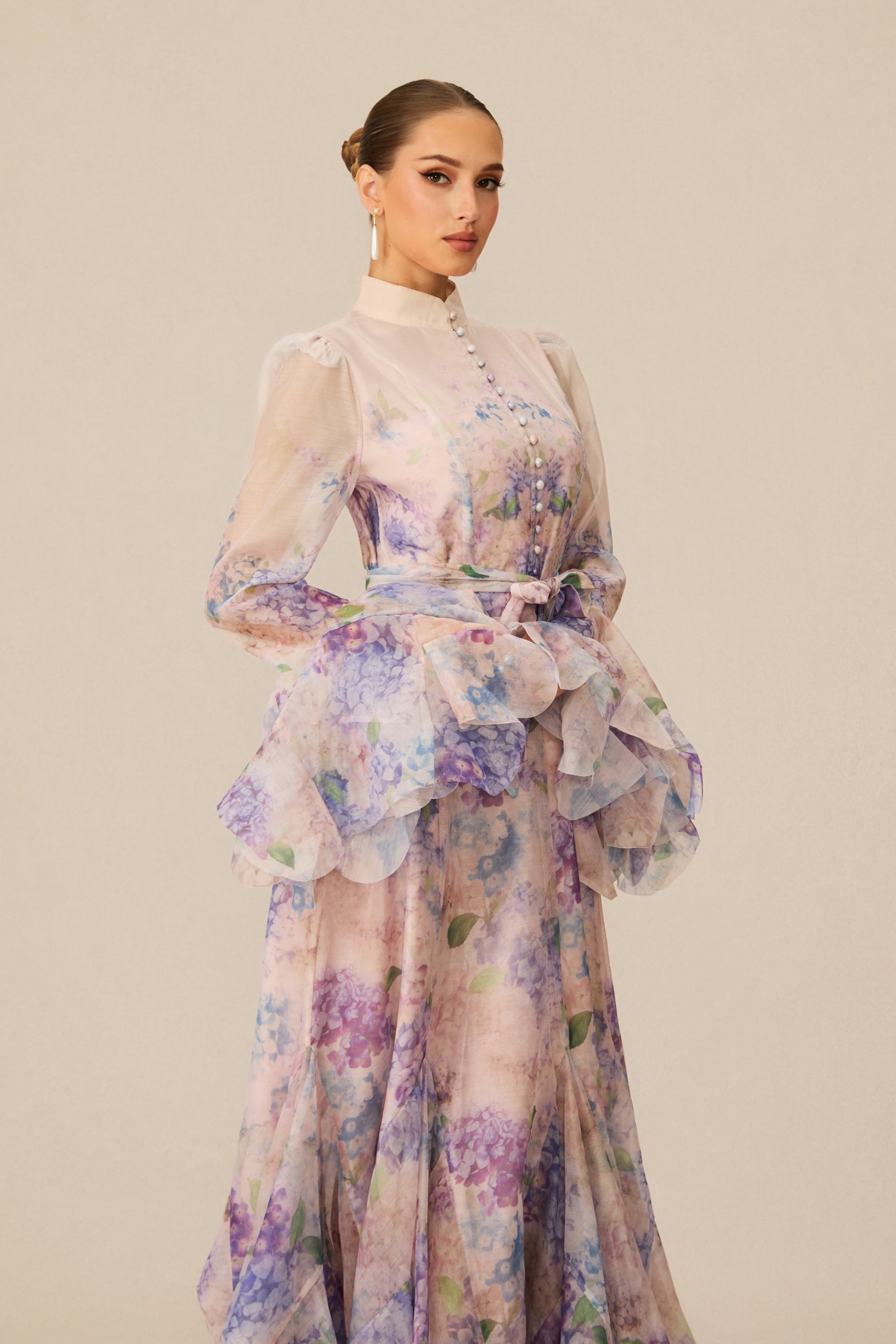 Alessia Long Sleeve Floral Mock Neck Maxi Dress