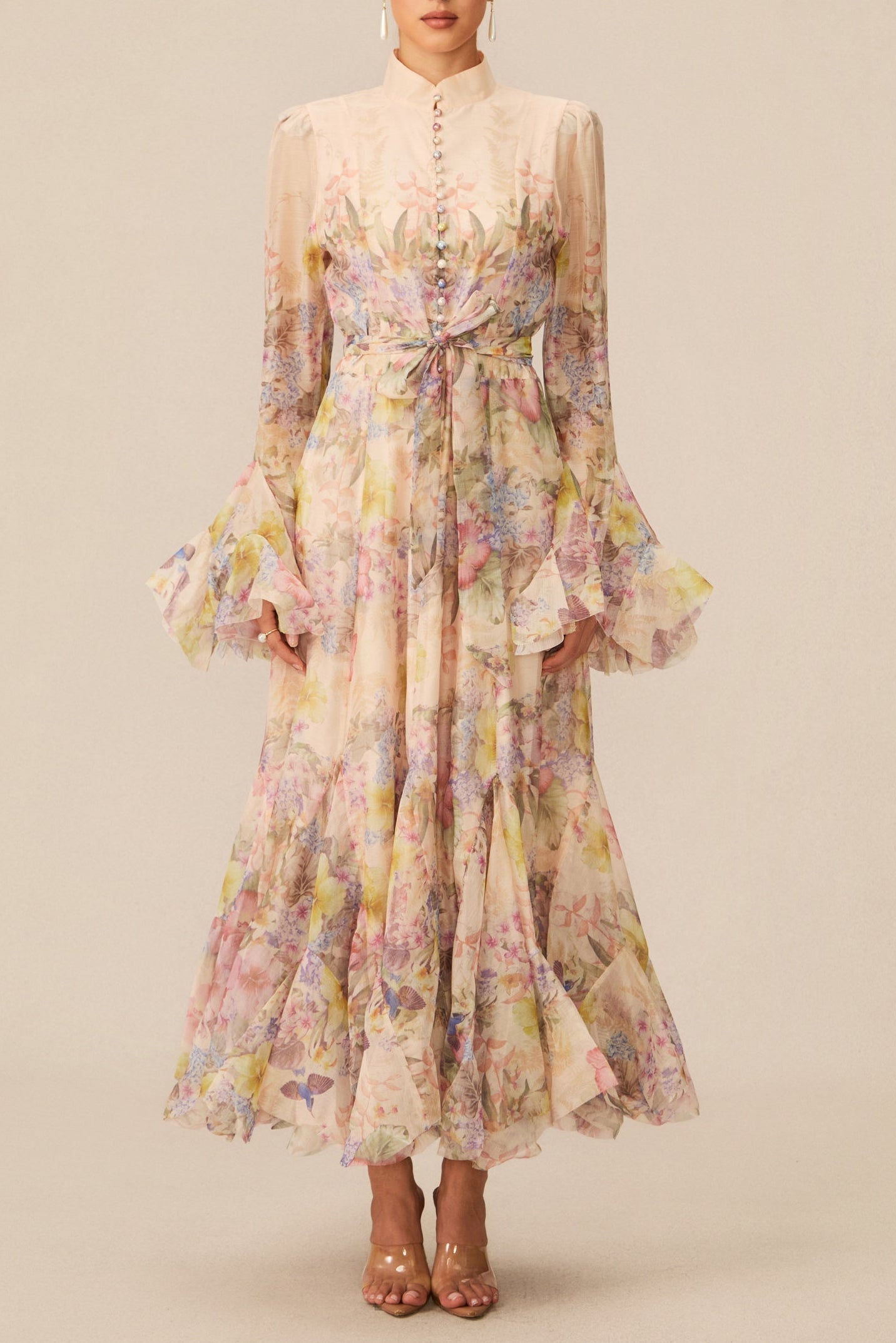 Alessia Long Sleeve Floral Mock Neck Maxi Dress