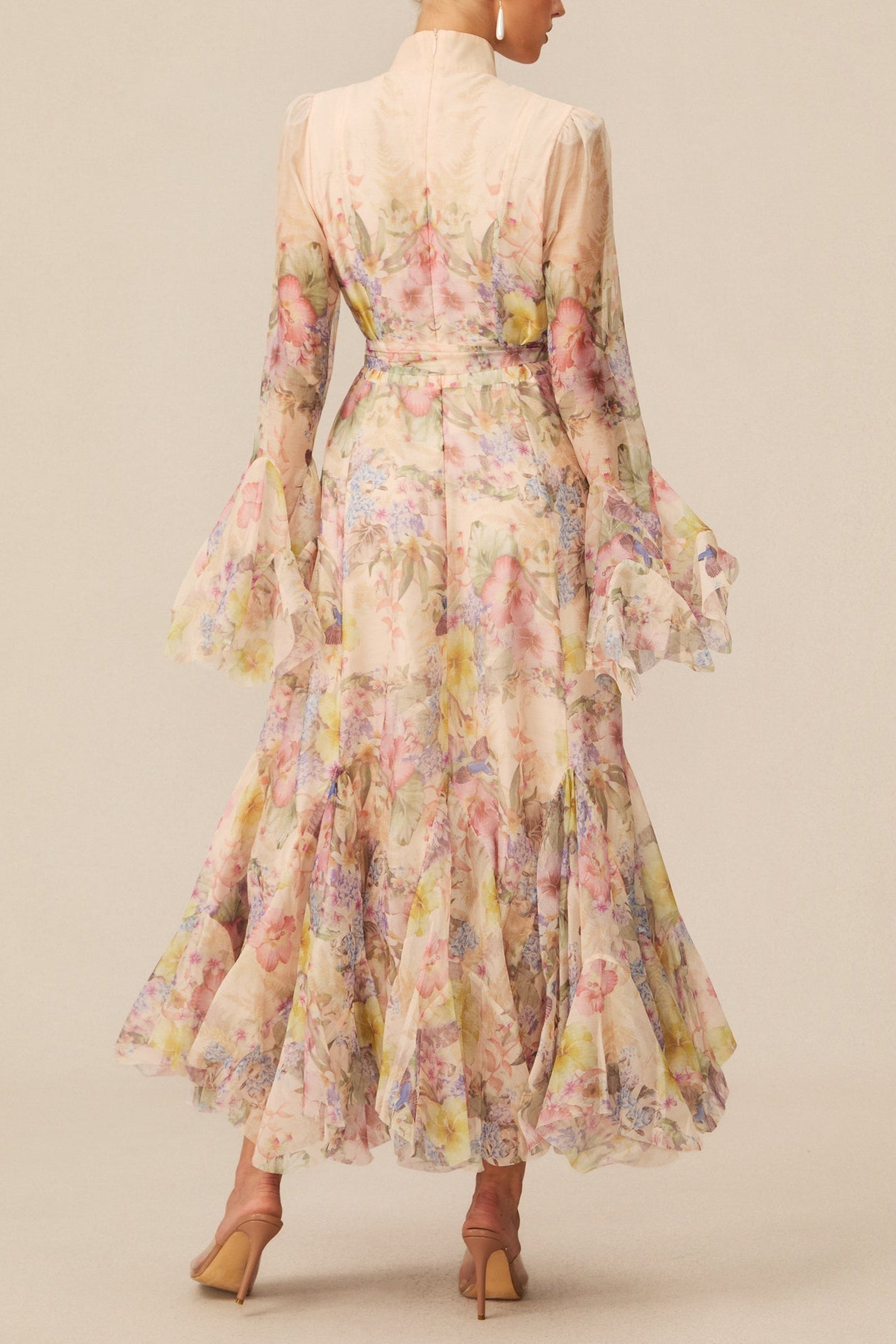 Alessia Long Sleeve Floral Mock Neck Maxi Dress