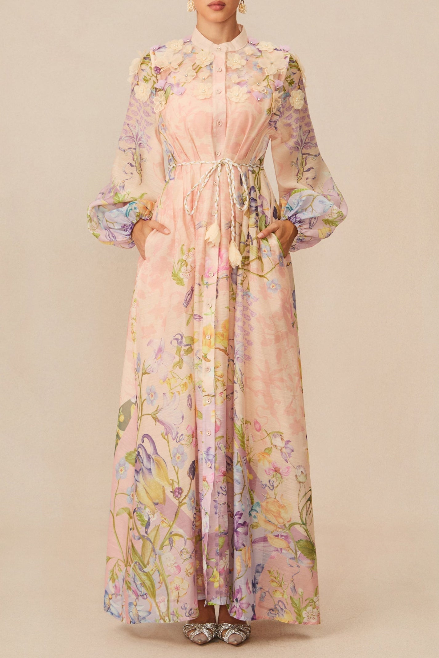 Kate Floral Print Tie Waist Maxi Dress