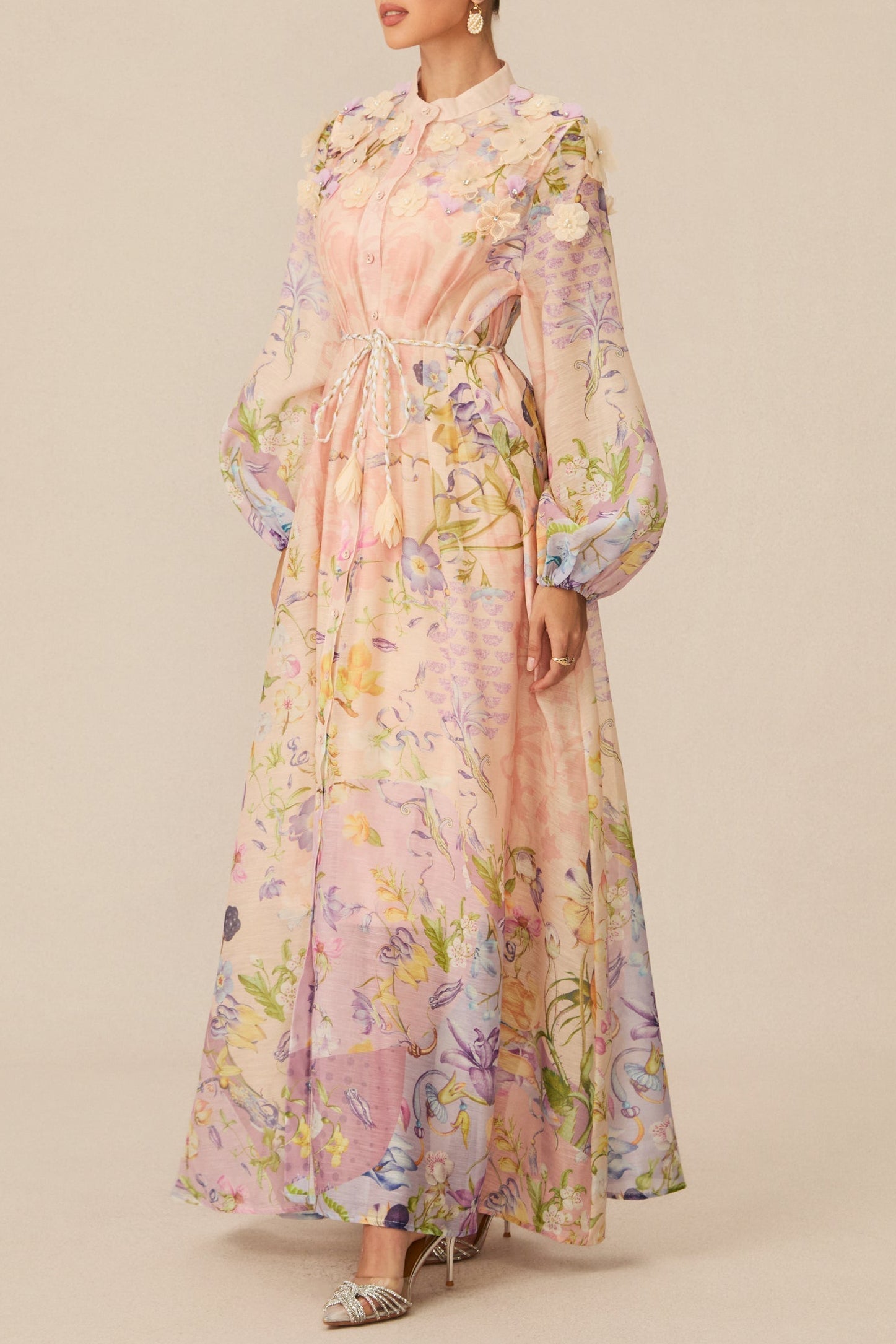 Kate Floral Print Tie Waist Maxi Dress