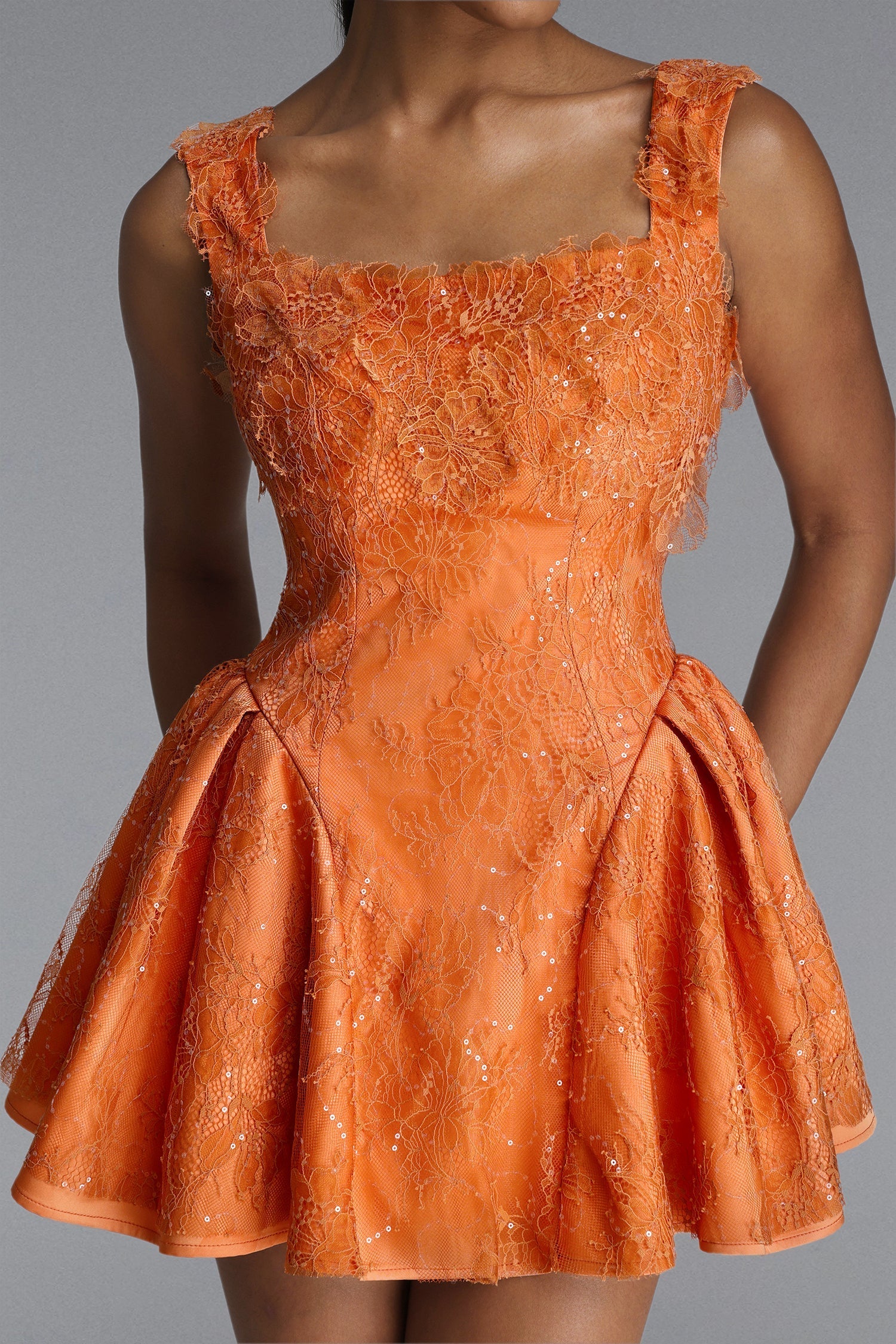 louise Crochet Embroidered mini dress - orange