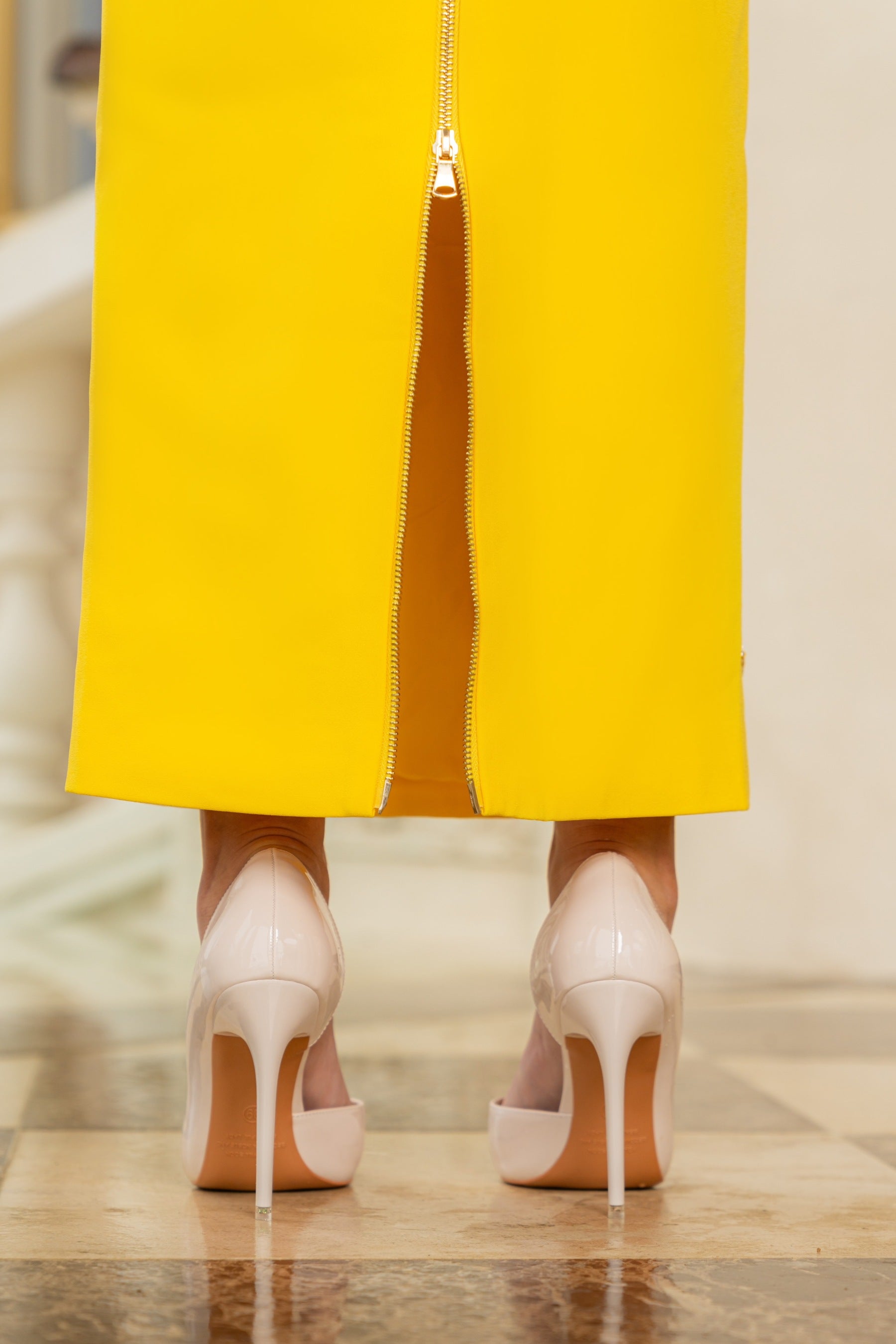 Light Beige Asymmetric Stiletto Pumps