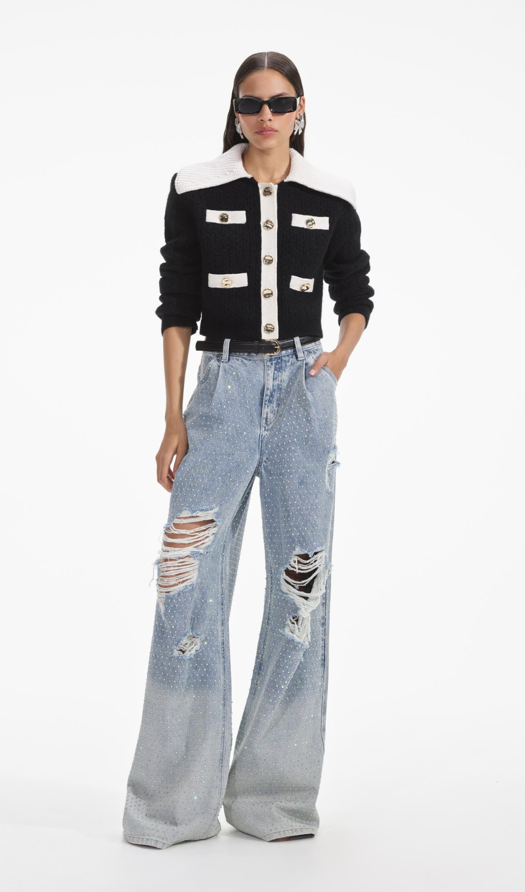 Black Contrast Cashmere Blend Cardigan