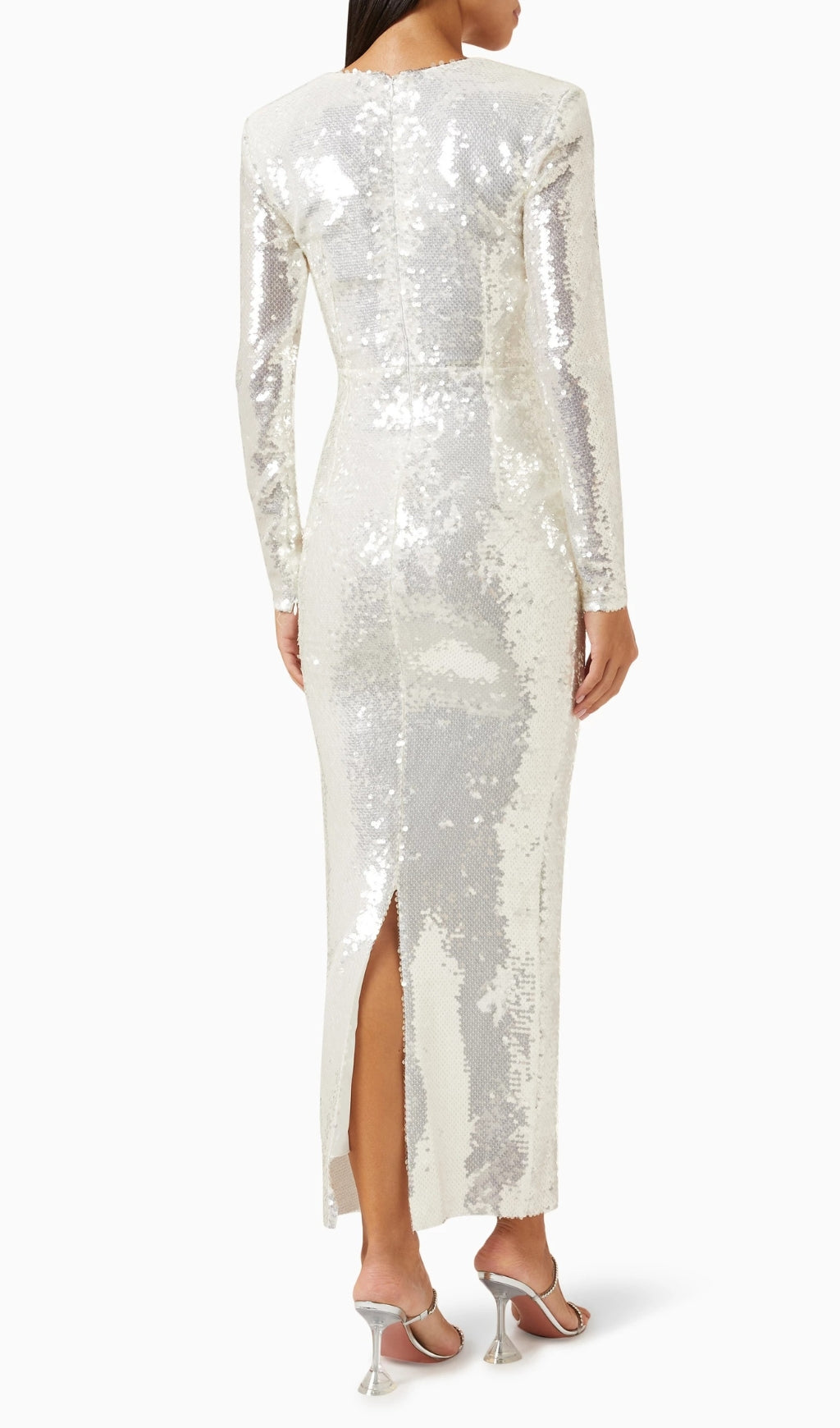 SEQUIN CUT OUT FLOWER MAXI DRESS-Ownci