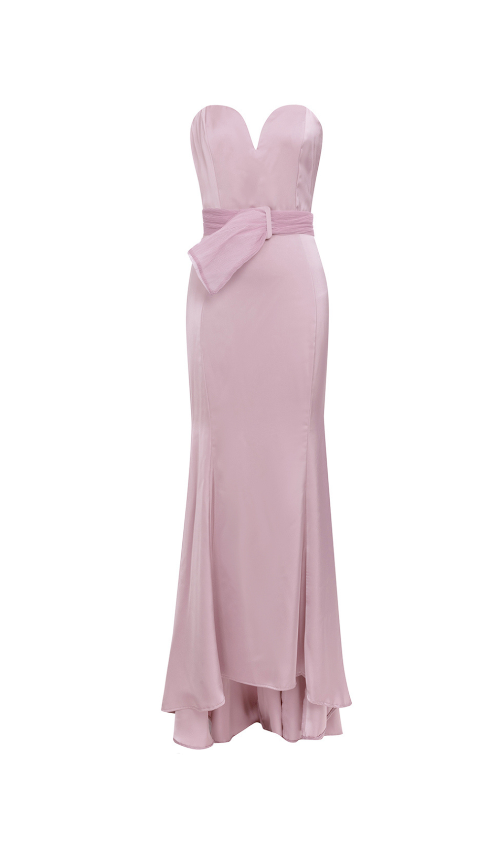 YETTA DUSTY PINK OFF-SHOULDER SLEEVELESS RUCHED GOWNS