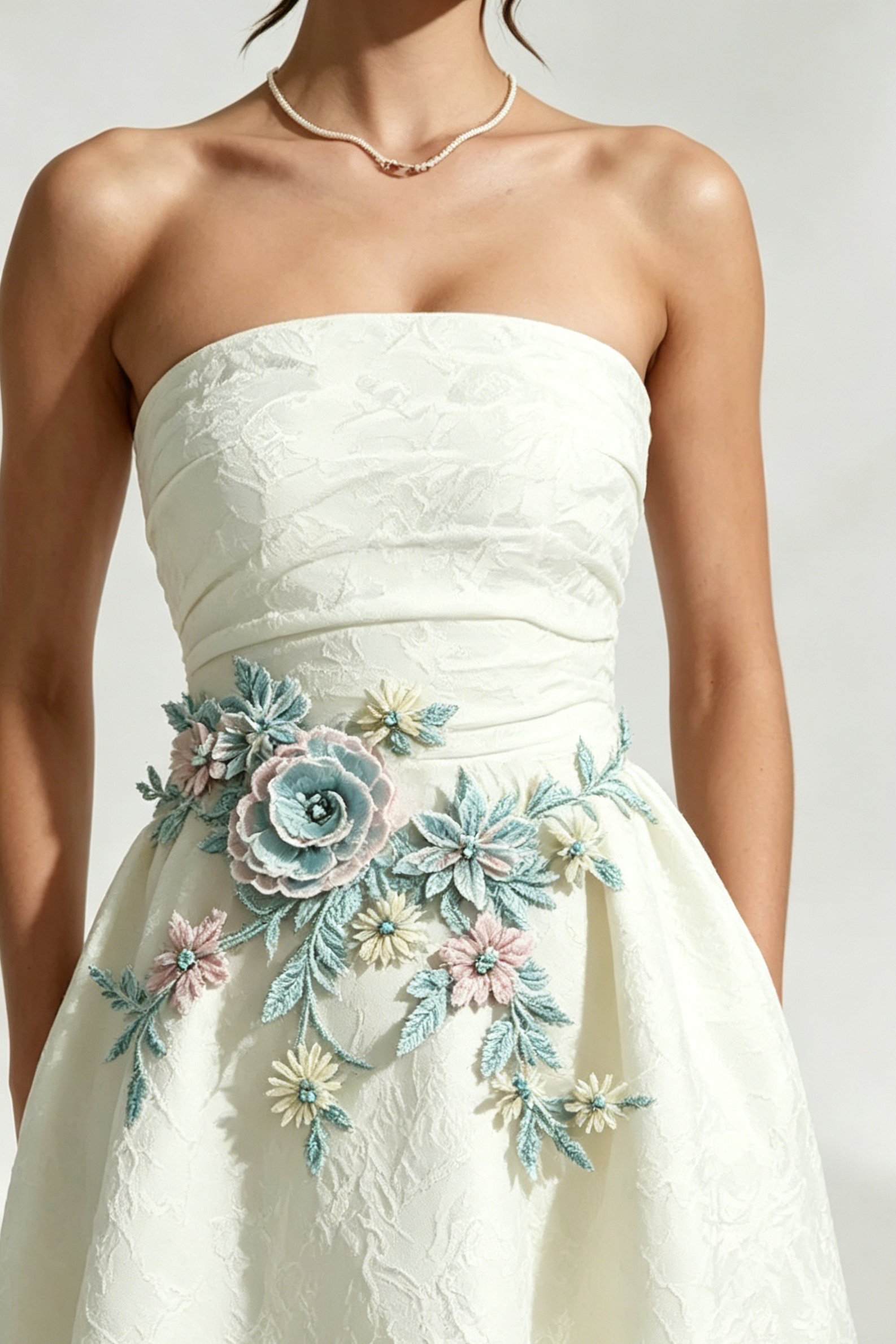 Lace Embroidery Saoirse Midi Dress - Ivory