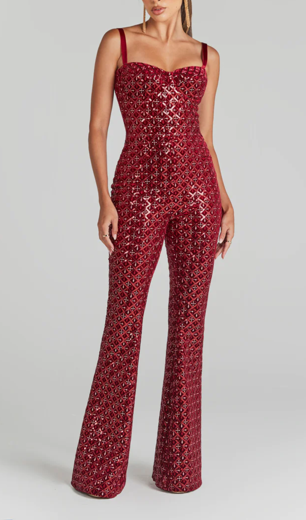 AFTON RED SEQUIN JUMPSUIT