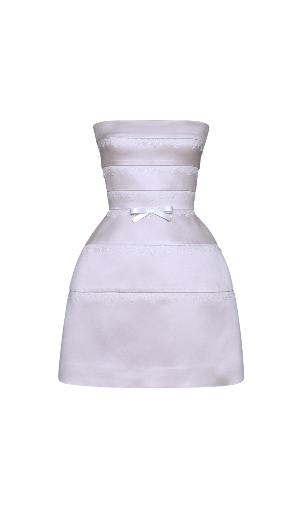 MINI DRESS WITH OFF-WHITE LACE TRIMMING DETAIL IN PINK
