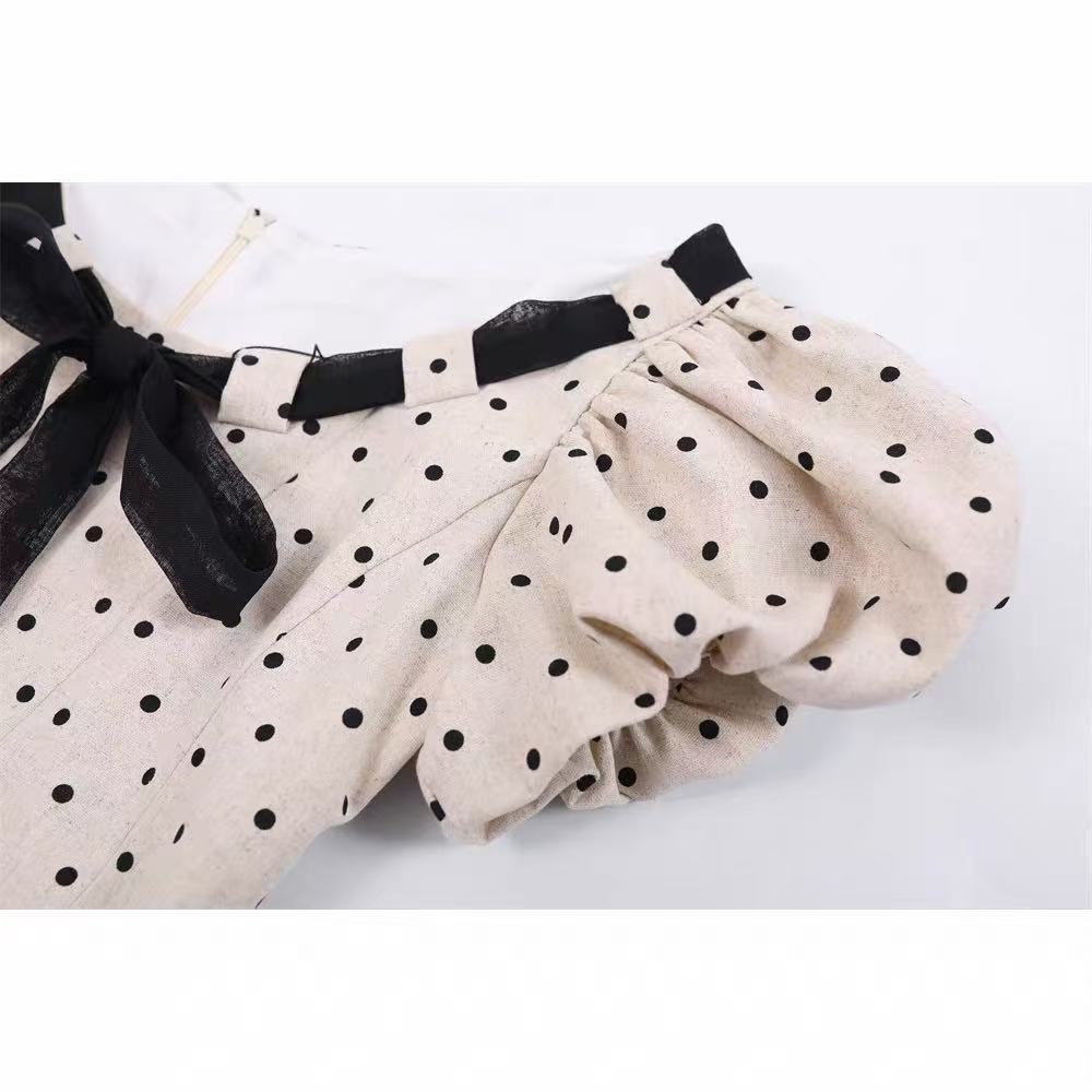 Wania White Polka Dot Mini Dress with Tie-Front