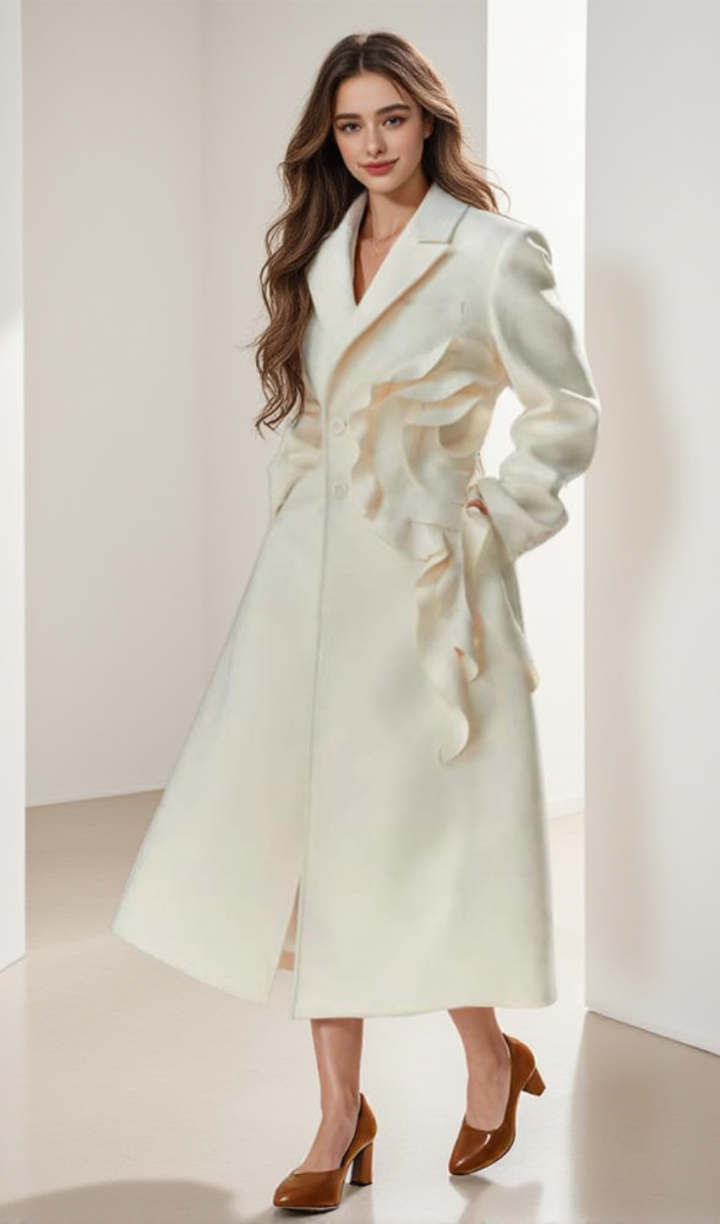 Allard Flower Ruffle Denim Coat