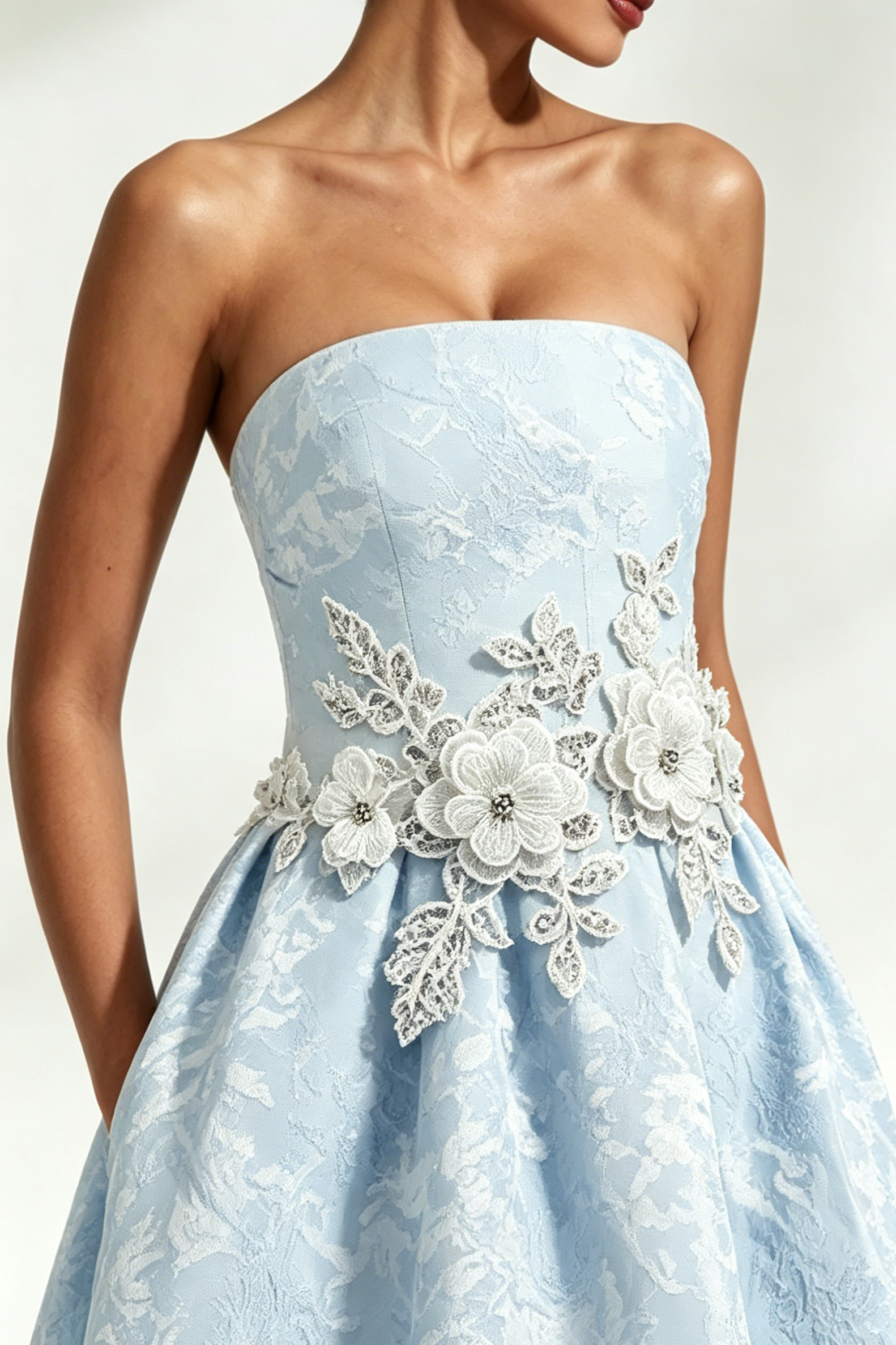 Lace Embroidery Saoirse Midi Dress - Blue