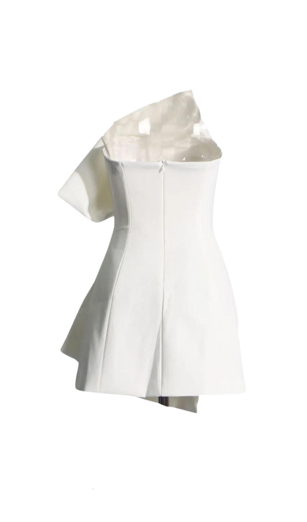 EVANGELINE STRAPLESS BOW MINI DRESS IN WHITE