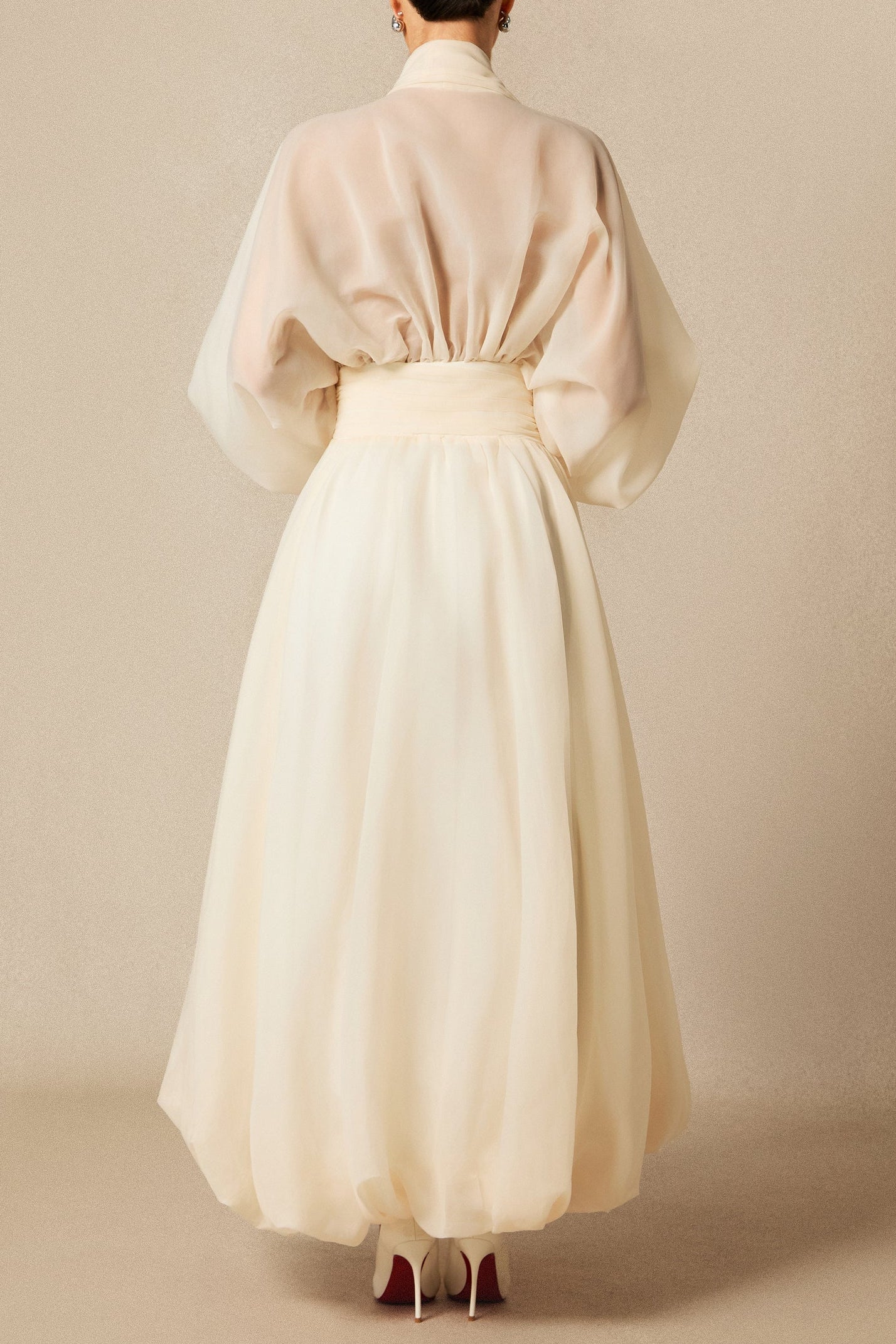 Lilly Deep V Neck Puff Sleeve Maxi Dress