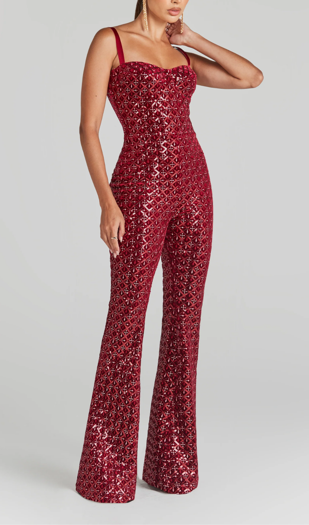 AFTON RED SEQUIN JUMPSUIT