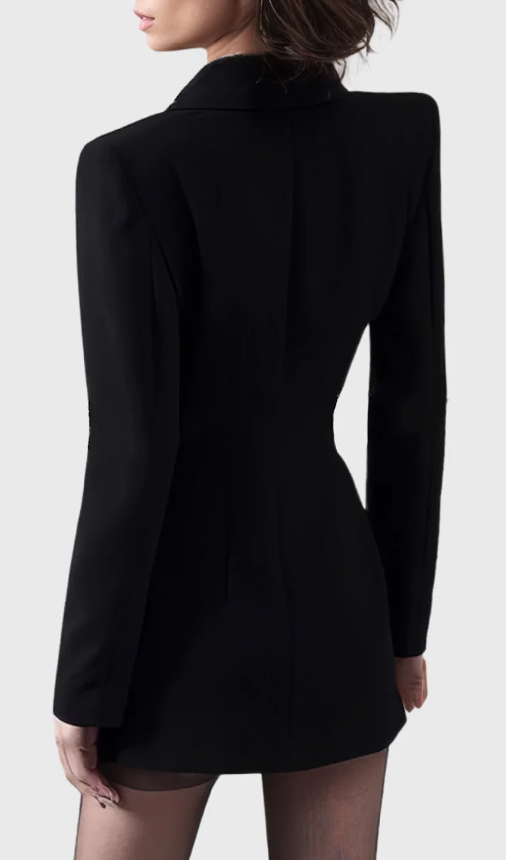 TAILORED BLAZER DRESS WITH LEATHER BLACK-Ownci