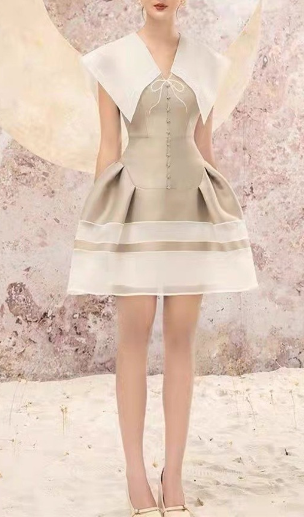 SLEEVELESS BACKLESS EMBROIDERY LACE MINI DRESS-Ownci