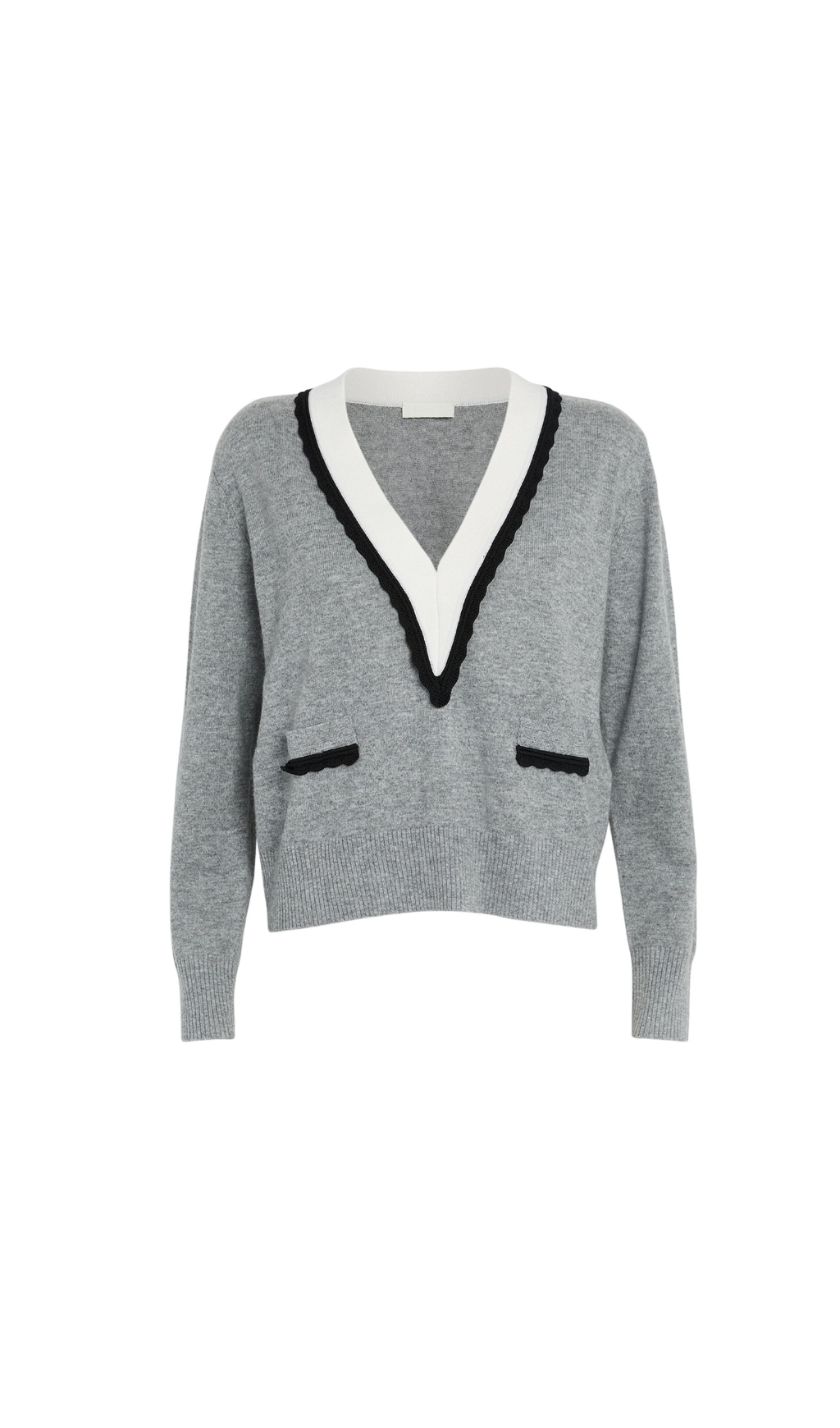TWO TONE TRIM SWEATER-Ownci