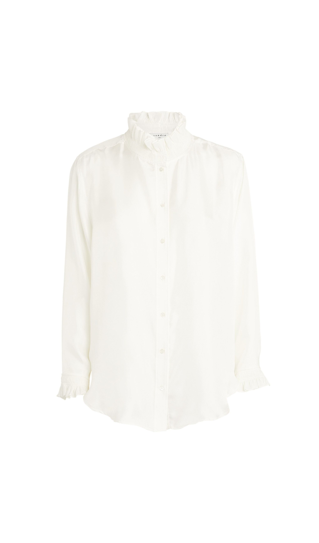 RUFFLED TRIM SILK SHIRT-Ownci