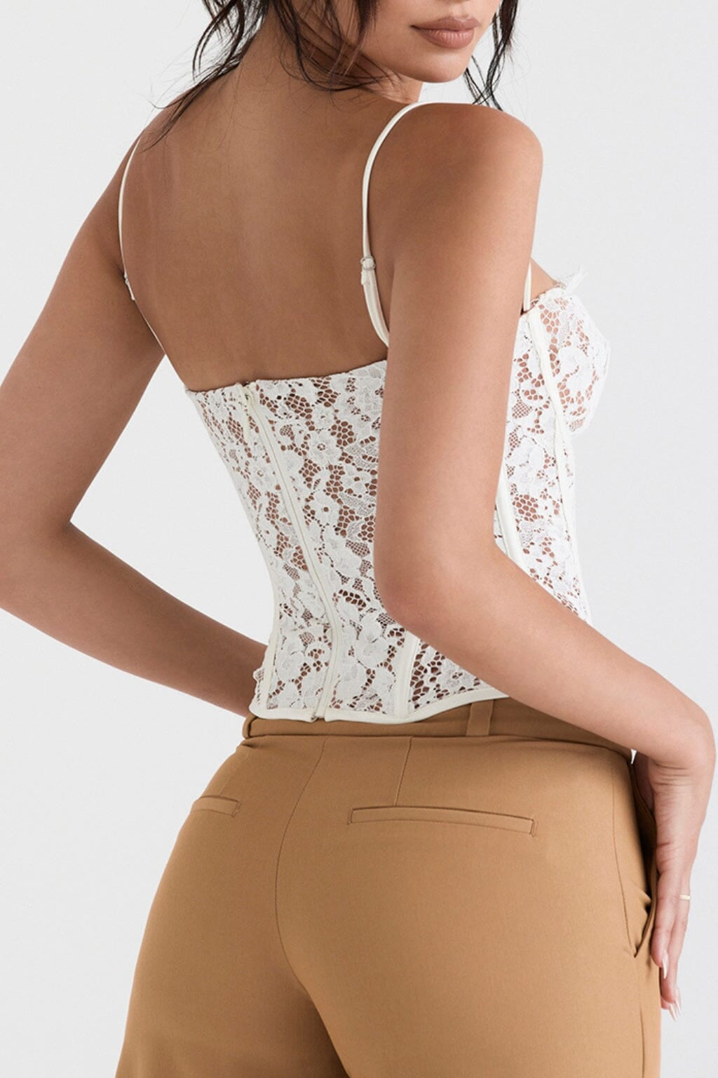 MILA IVORY LACE UNDERWIRED CORSET TOP