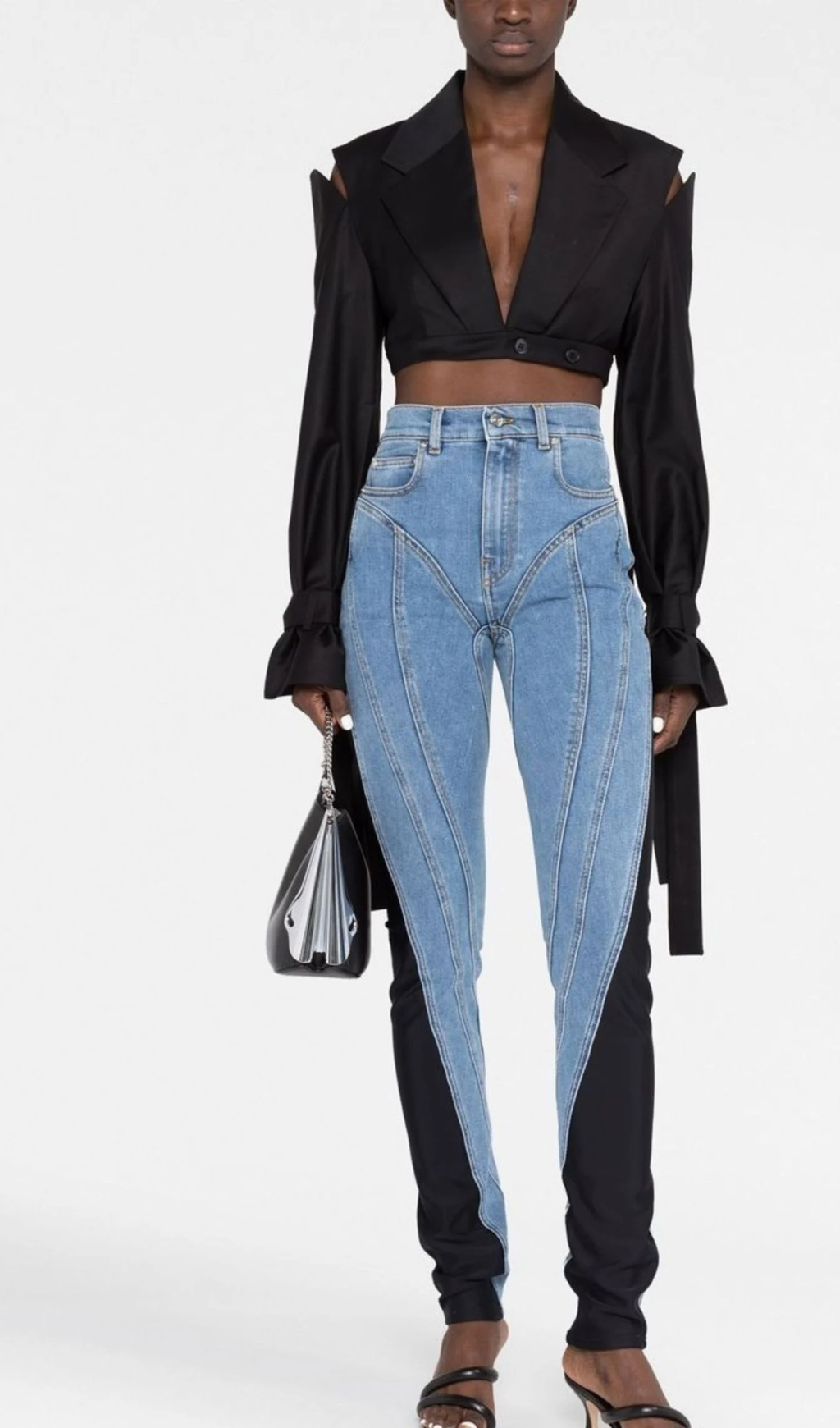 TWIST-PANELLED HIGH-WAIST JEANS-Ownci