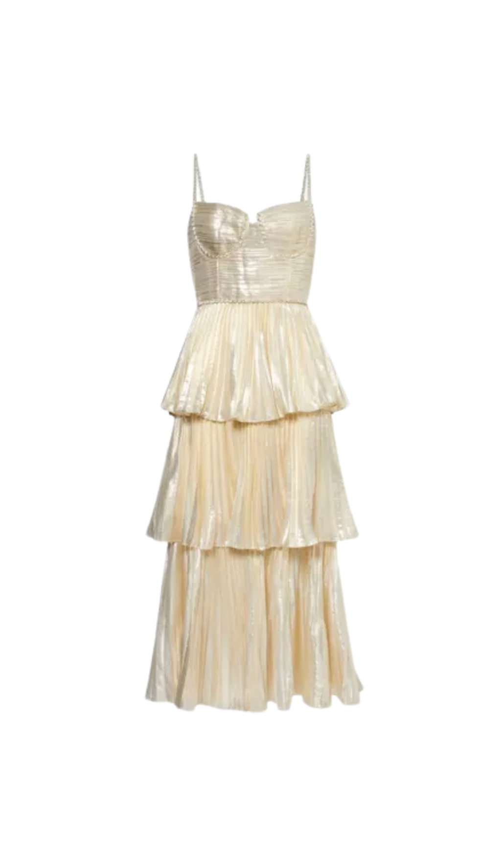 TIERED METALLIC MIDI DRESS-Ownci