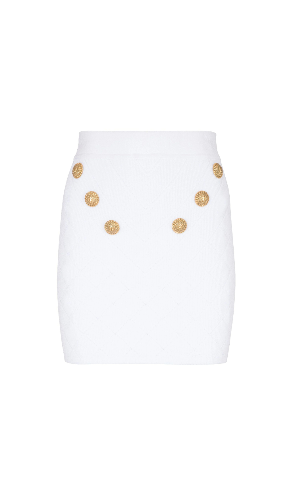 WHITE BUTTONED KNIT MINI SKIRT-Ownci