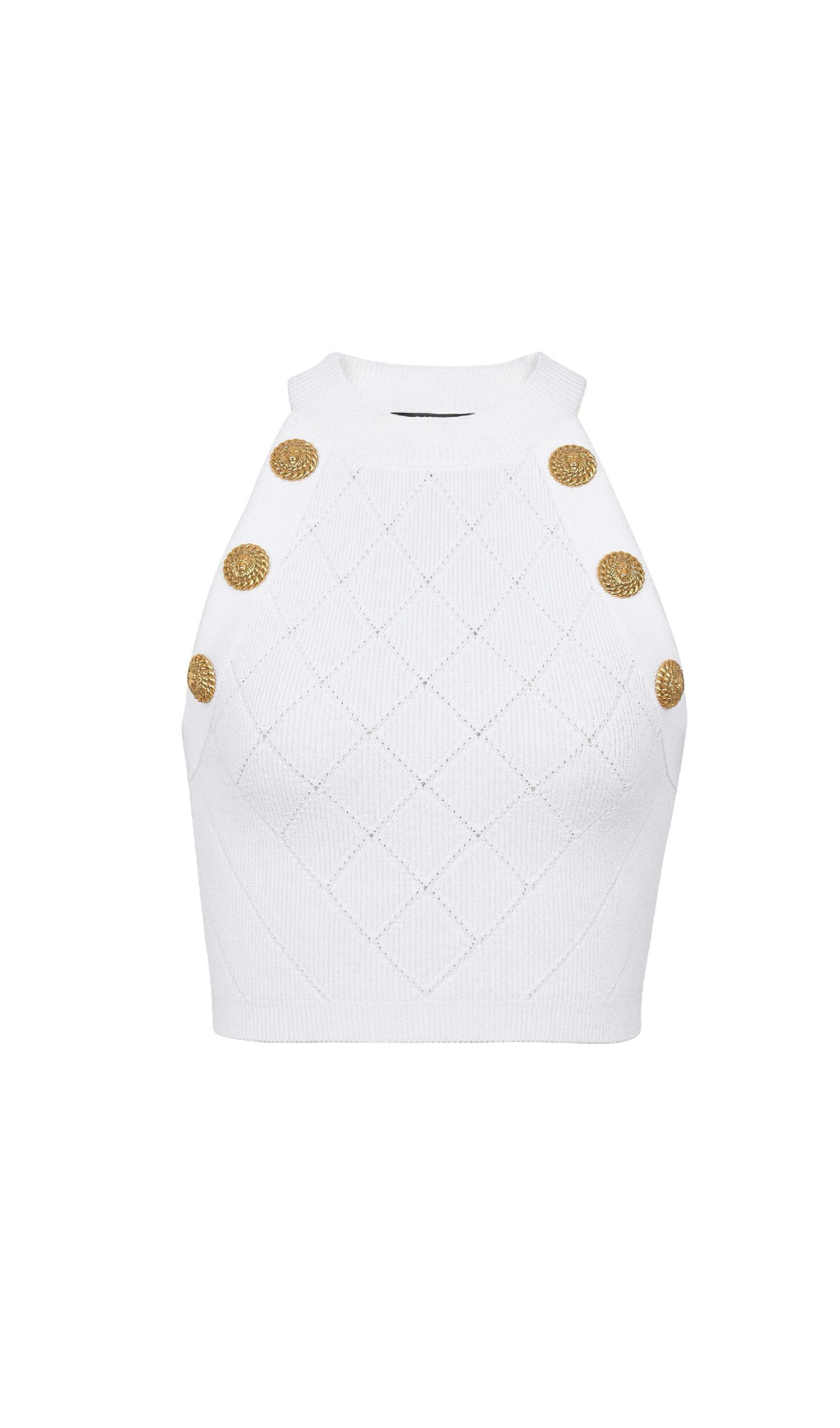 WHITE BUTTONED KNIT TOP-Ownci