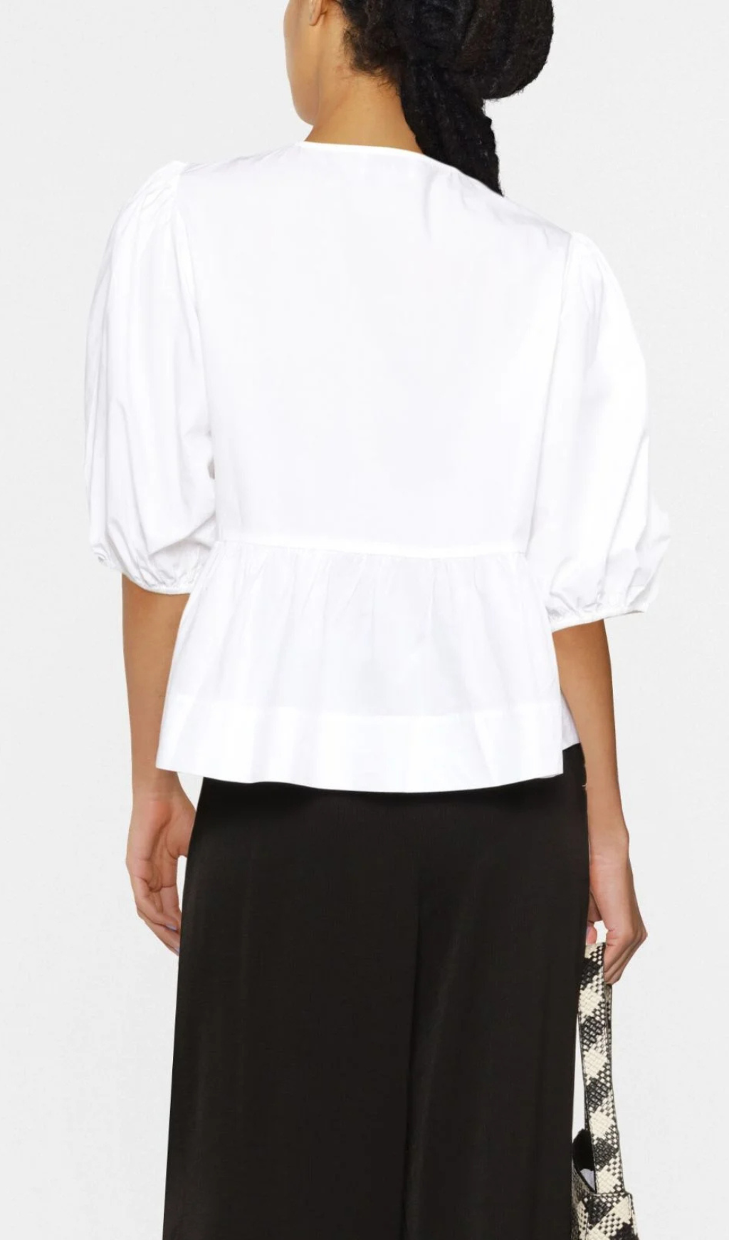 WHITE PUFF-SLEEVE ORGANIC-COTTON TOP-Ownci
