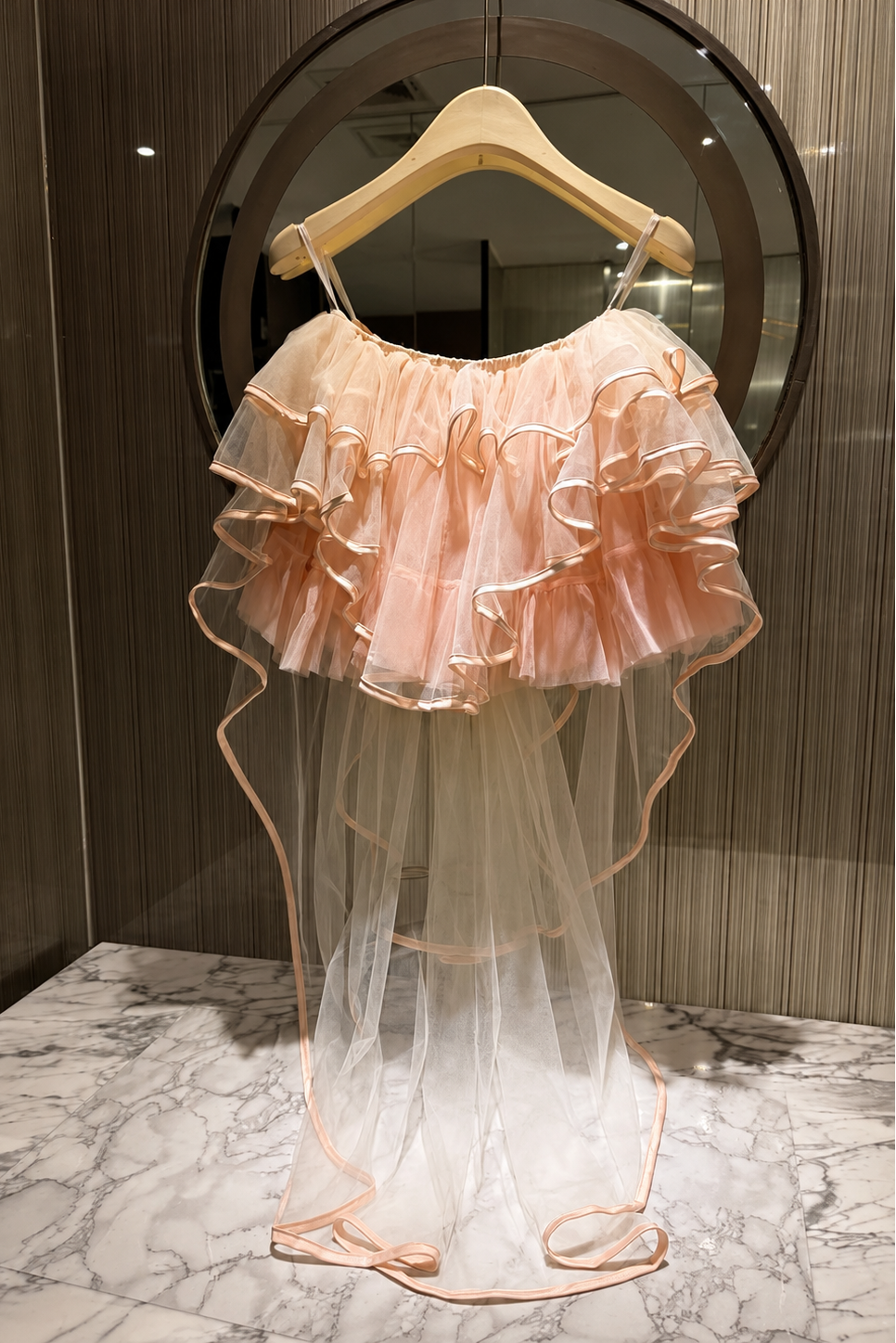 Lace Corset & Tiered Tulle Skirt Two-Piece Set