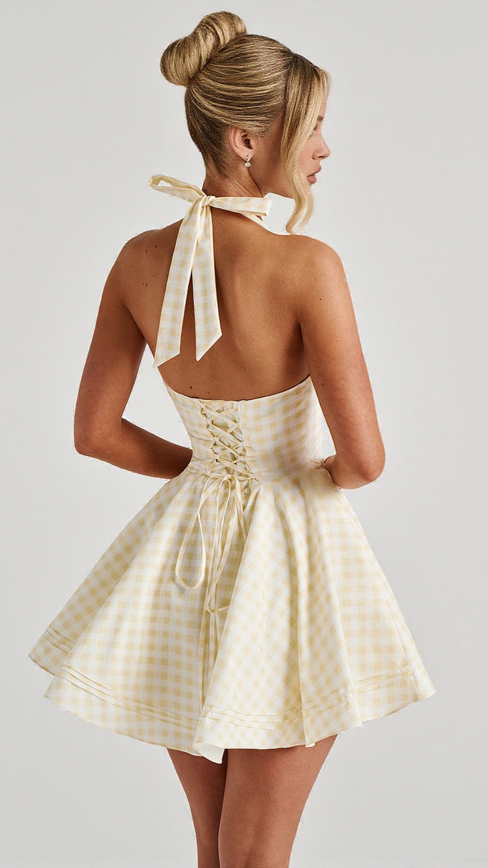 DORIS MINI DRESS - LEMON GINGHAM