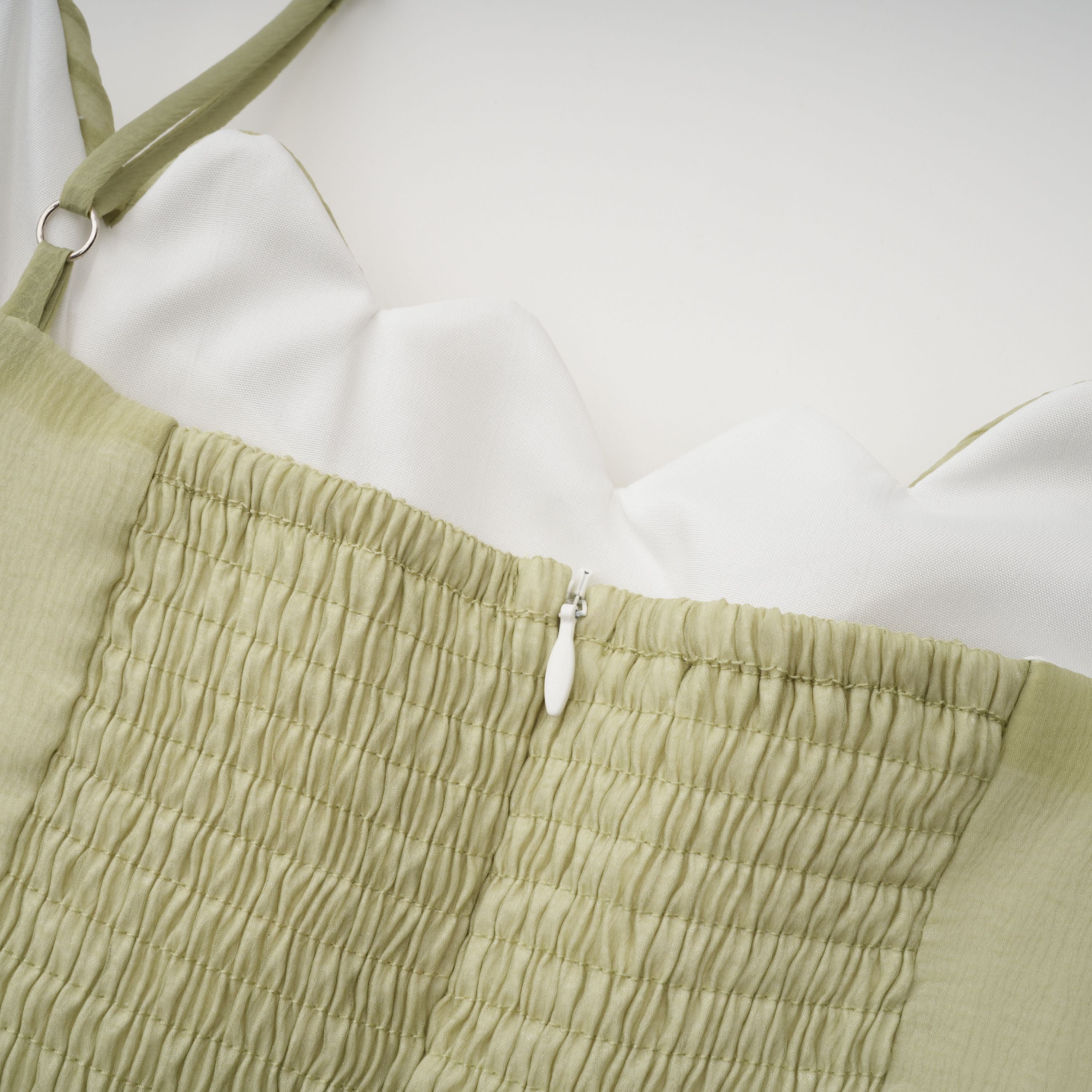 Matcha Ruffled Shirred Tulle Maxi Dress