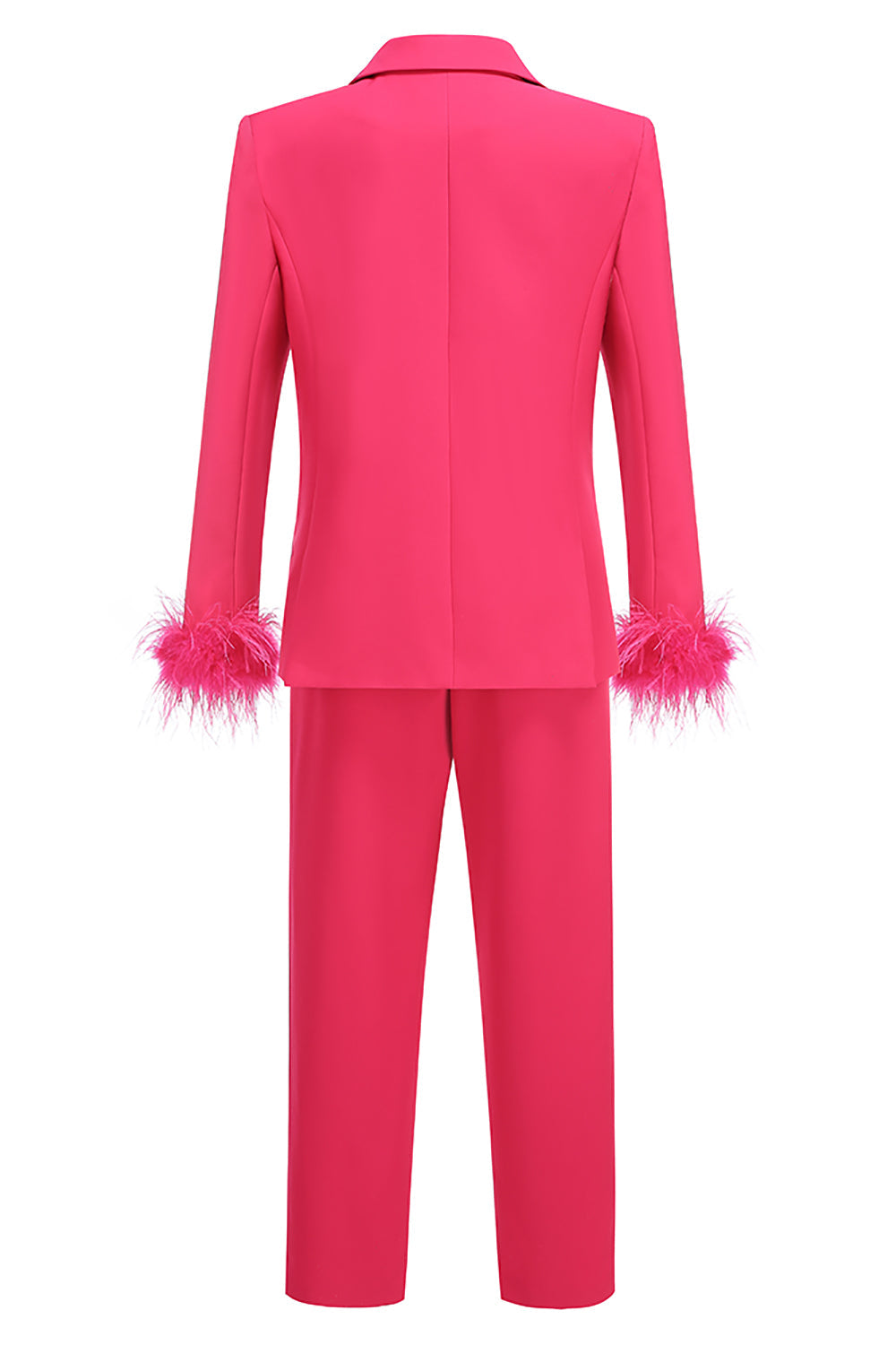 IRMA FEATHER TRIM BLAZER SUITS IN ROSE RED