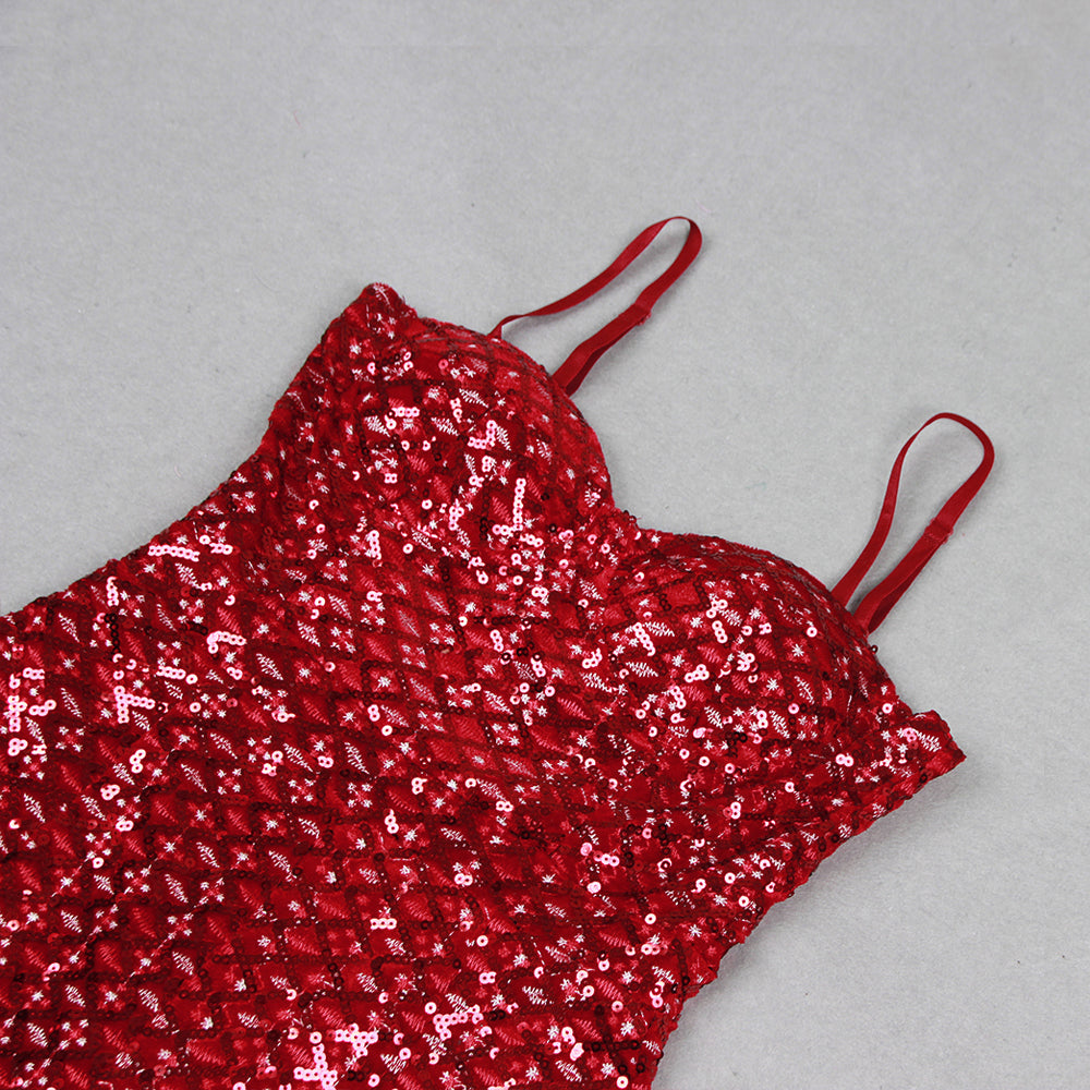 AFTON RED SEQUIN JUMPSUIT