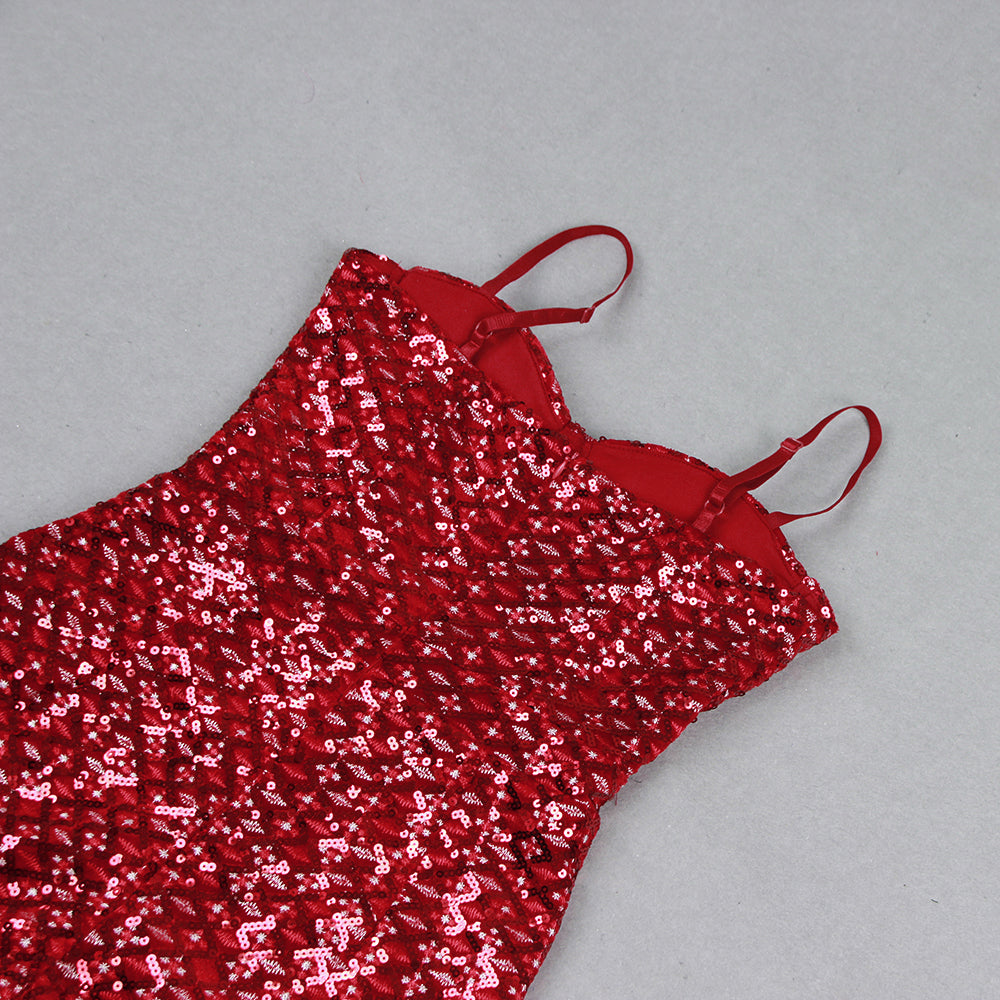 AFTON RED SEQUIN JUMPSUIT